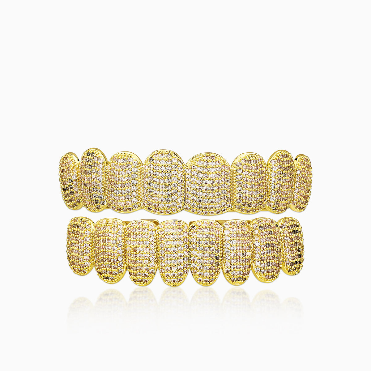 Grillz de 8 dientes con baño de oro 18K y circonitas de Ice Baby