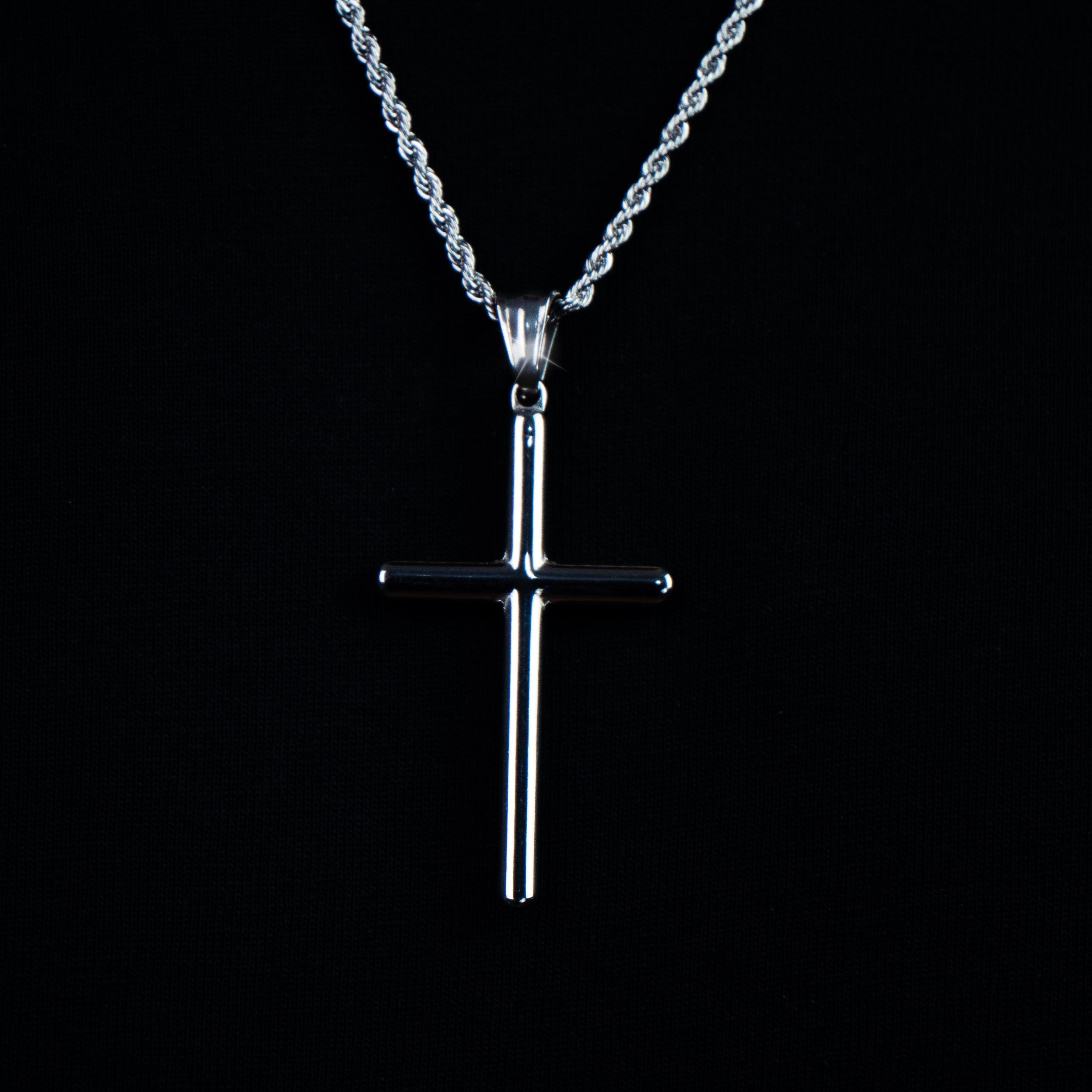 Colgante Cruz Redonda Oro Blanco