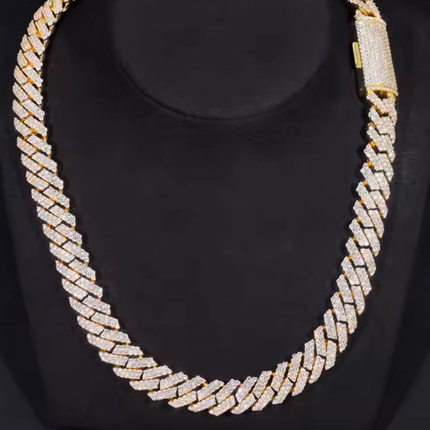 Cadena Cubana Prong 10 Mm VVS Moissanite + Plata 925