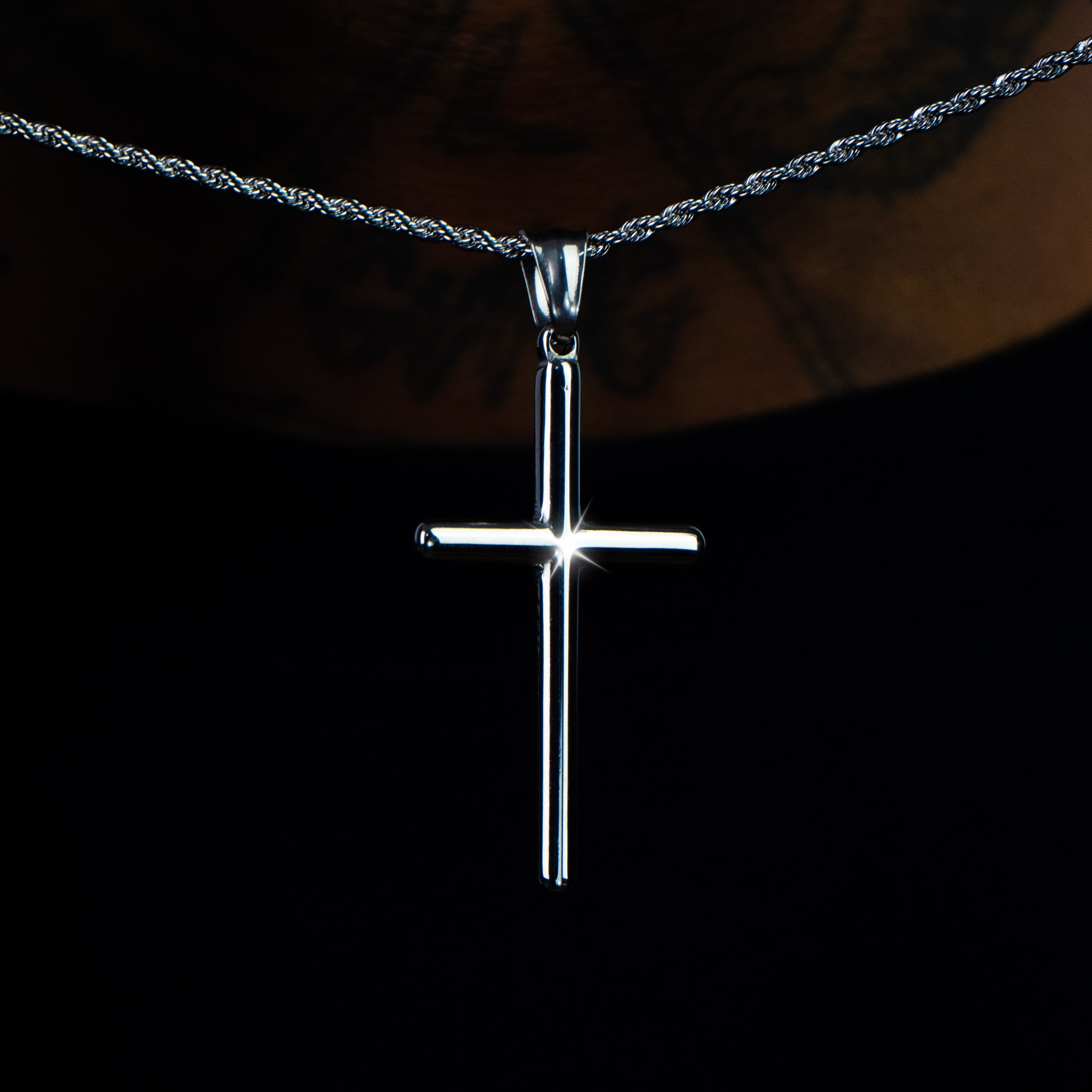 Colgante Cruz Redonda Oro Blanco