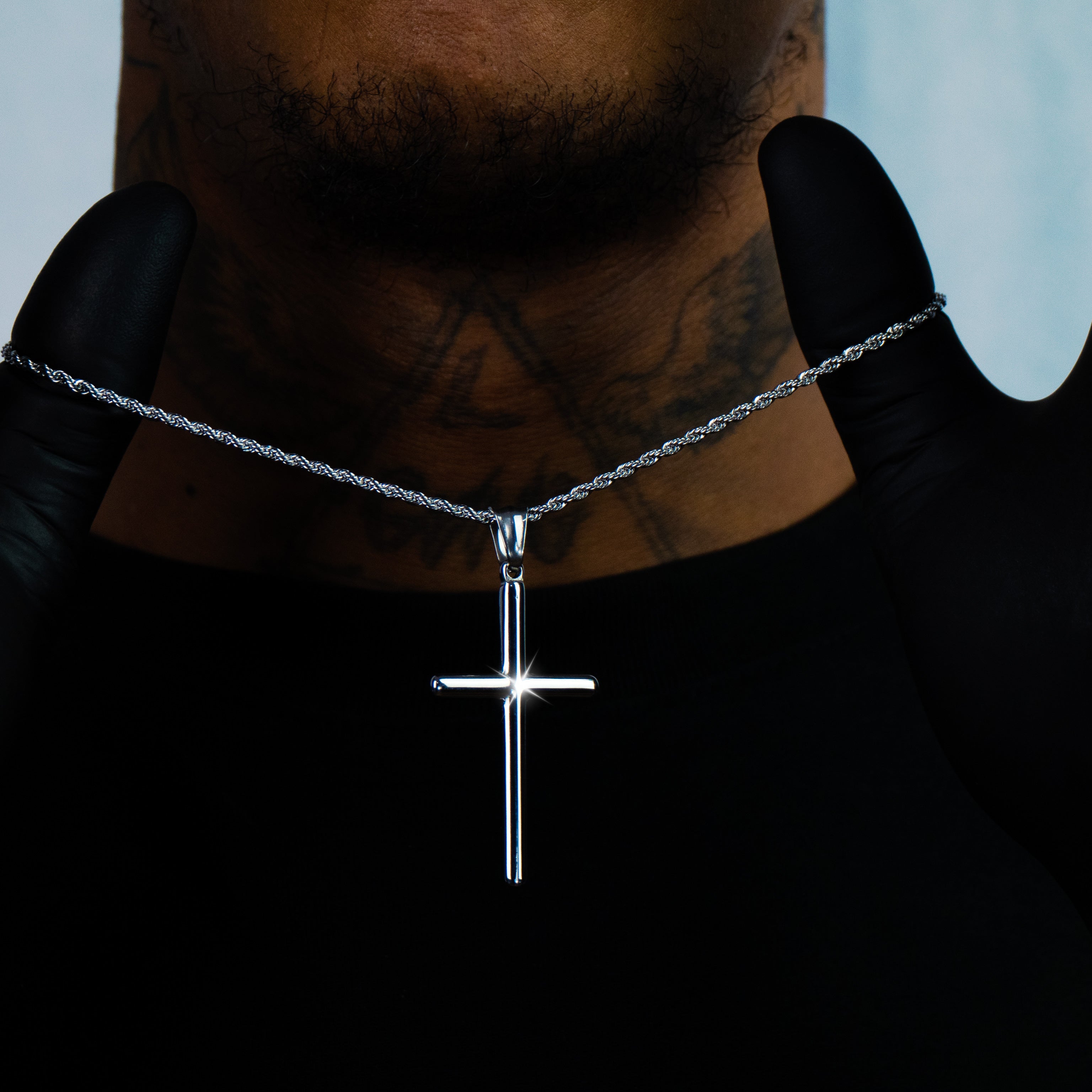 Colgante Cruz Redonda Oro Blanco