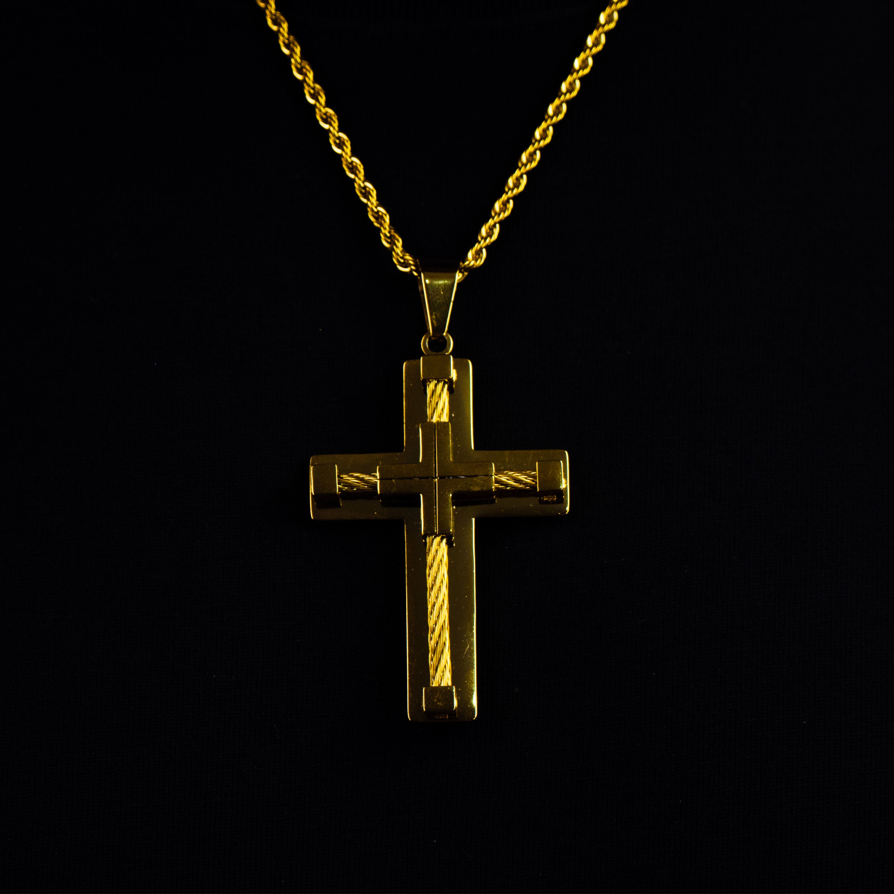 Colgante Cruz Rope Oro 18K