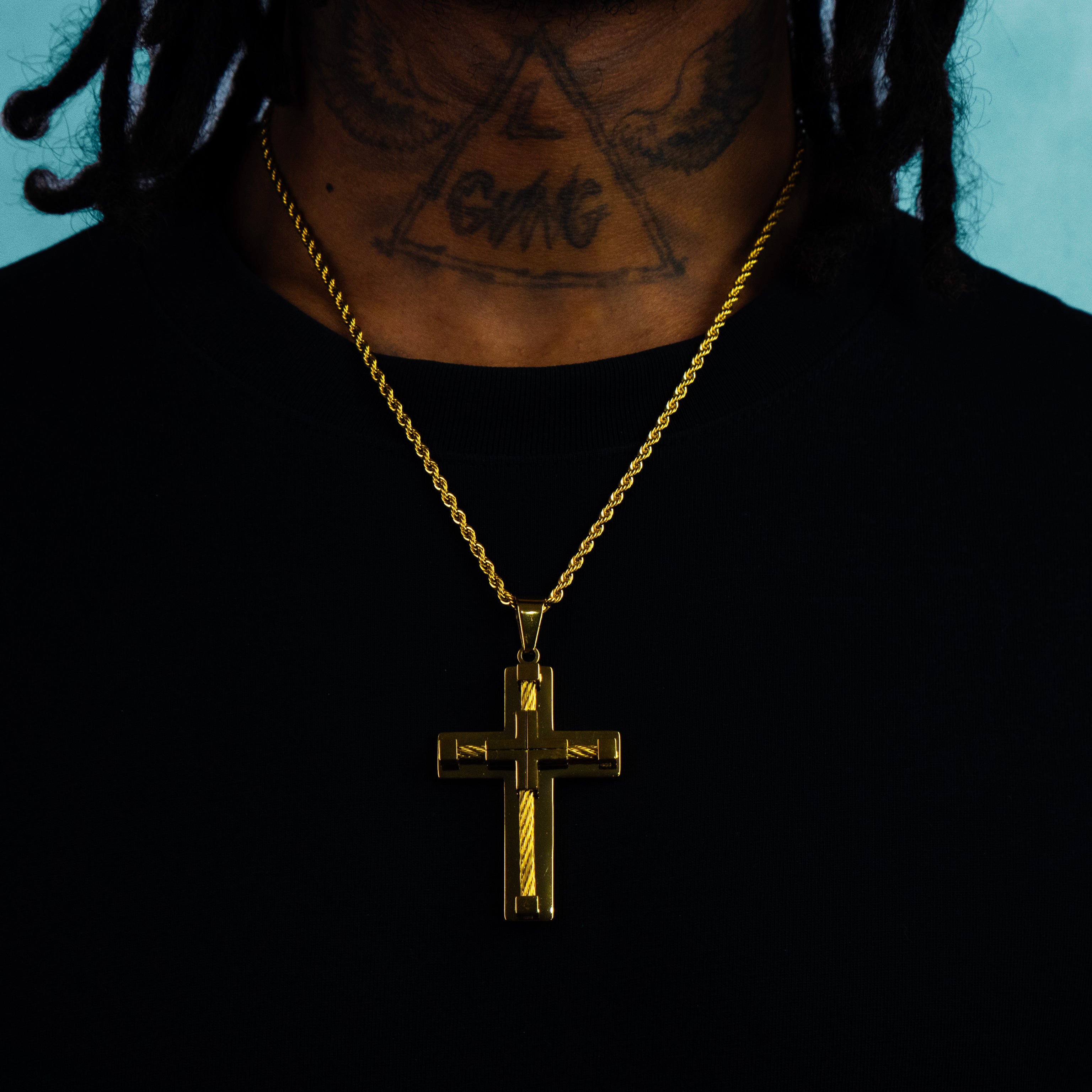 Colgante Cruz Rope Oro 18K