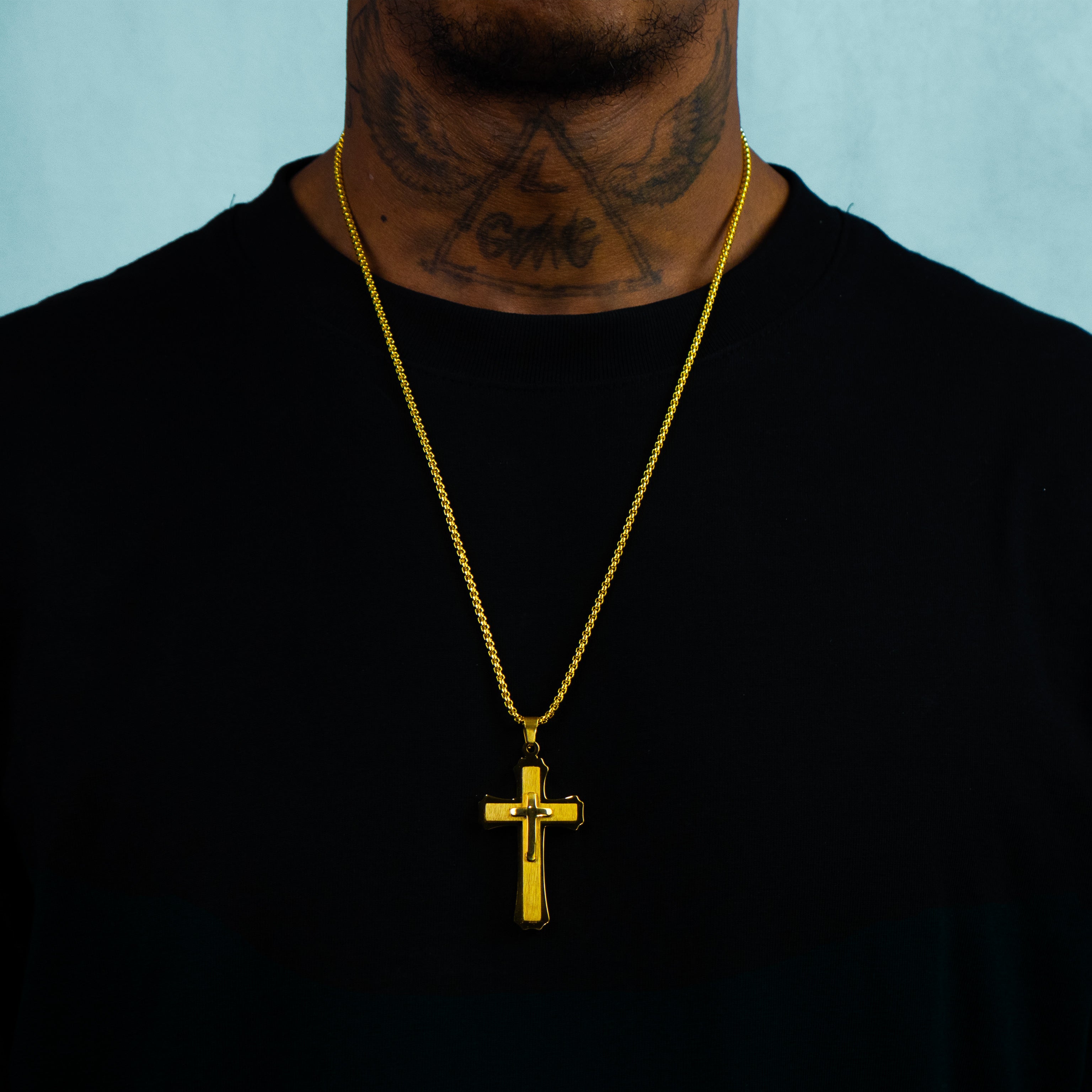 Colgante Doble Cruz Oro 18K