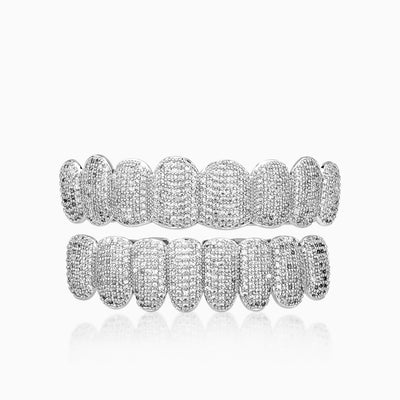 Grillz 8 Dientes Oro Blanco