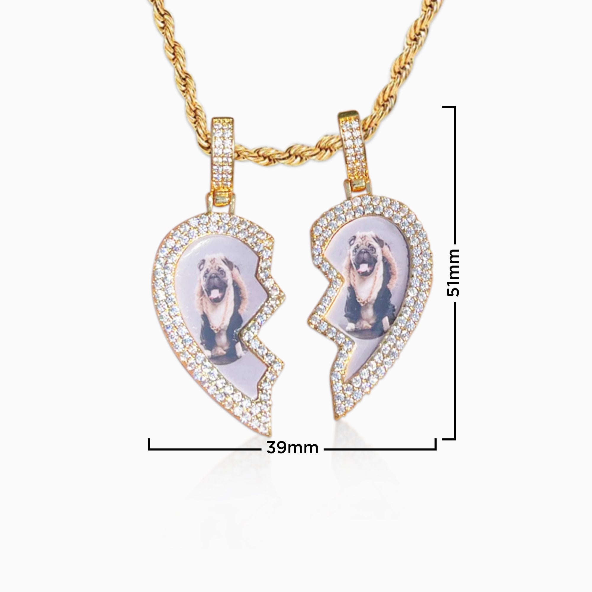 Colgante Personalizado Corazón Roto Oro