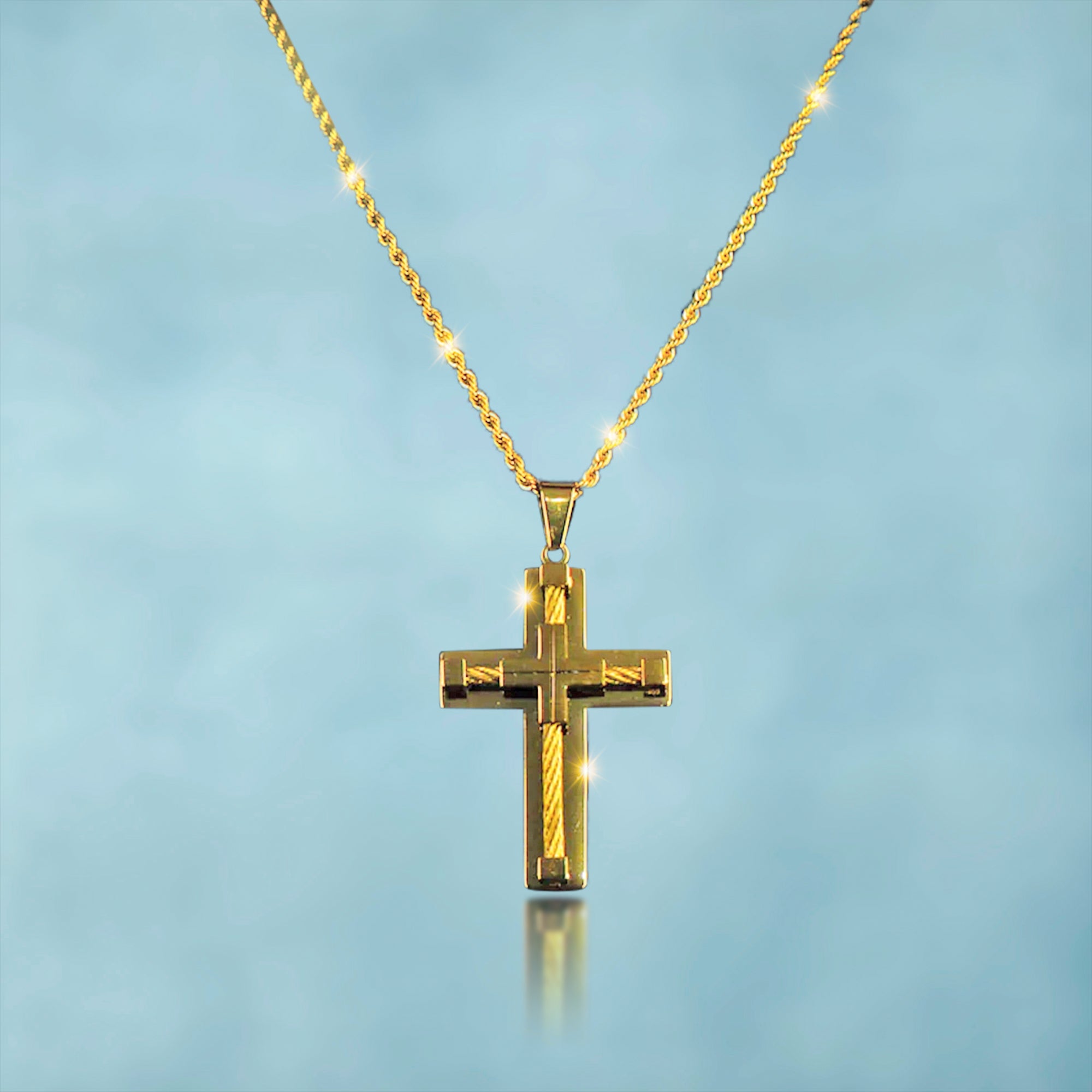 Colgante Cruz Rope Oro 18K