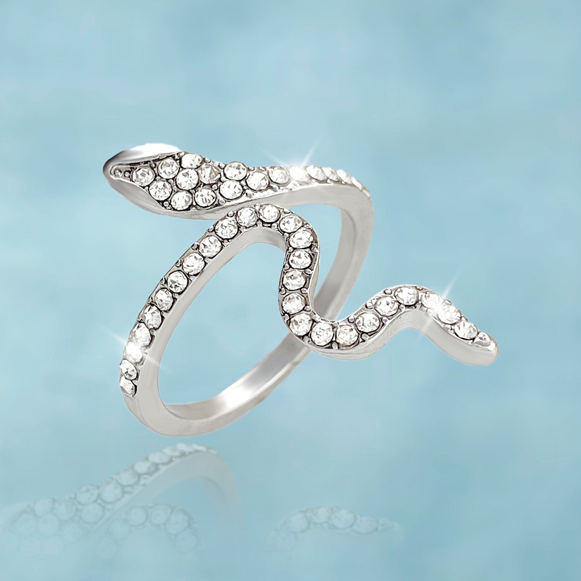 Anillo Serpiente Ice Oro Blanco