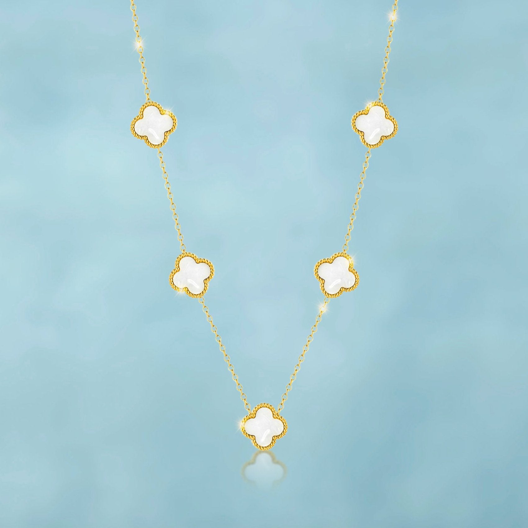 Cadena Tréboles White Gold Oro 18K