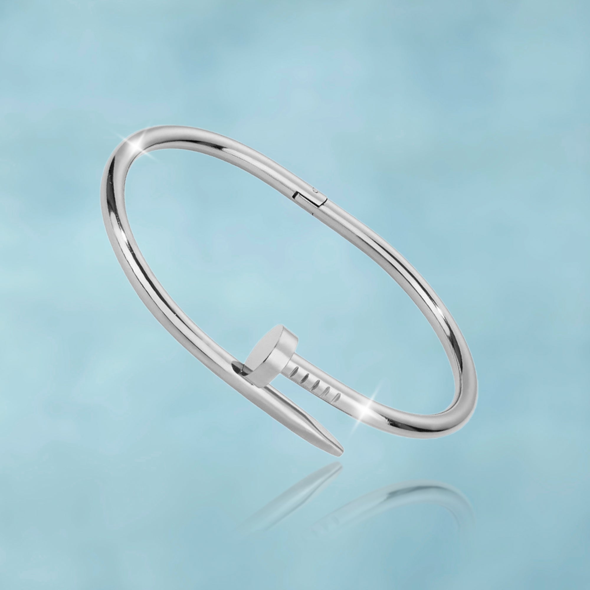 Brazalete Clavo Oro Blanco Mujer