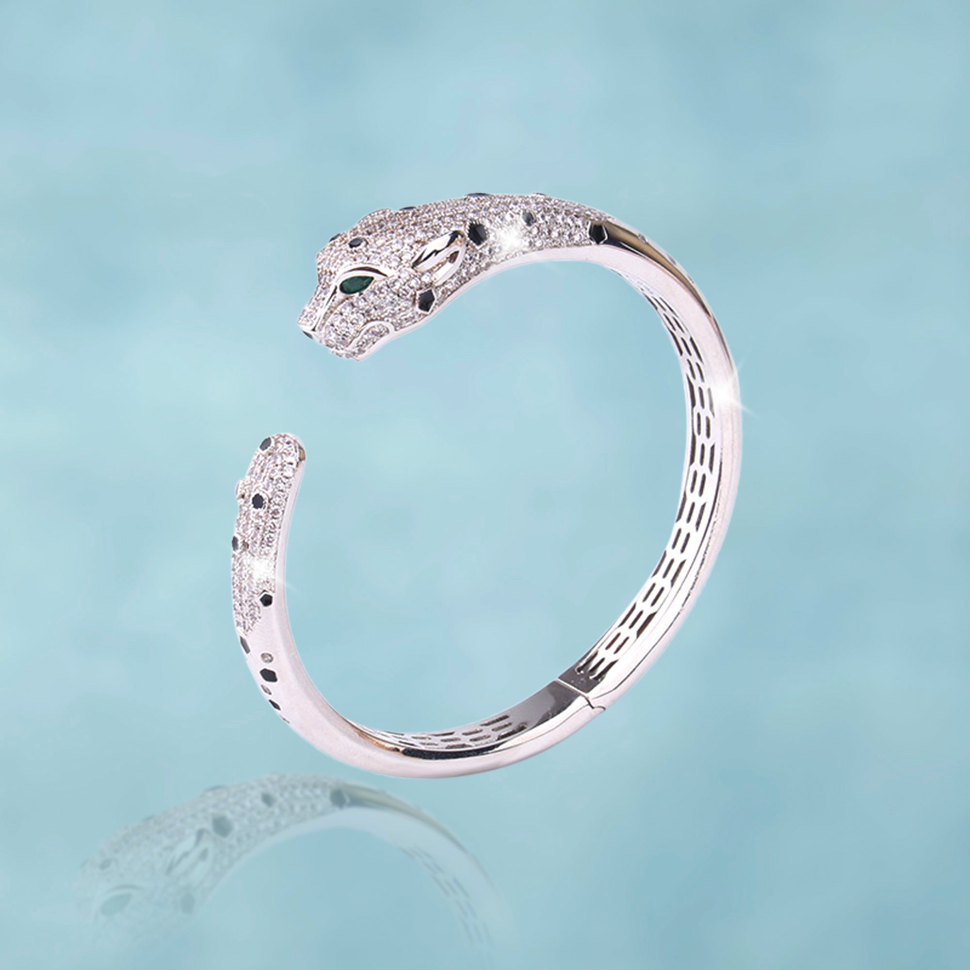 Brazalete Pantera Ice Oro Blanco