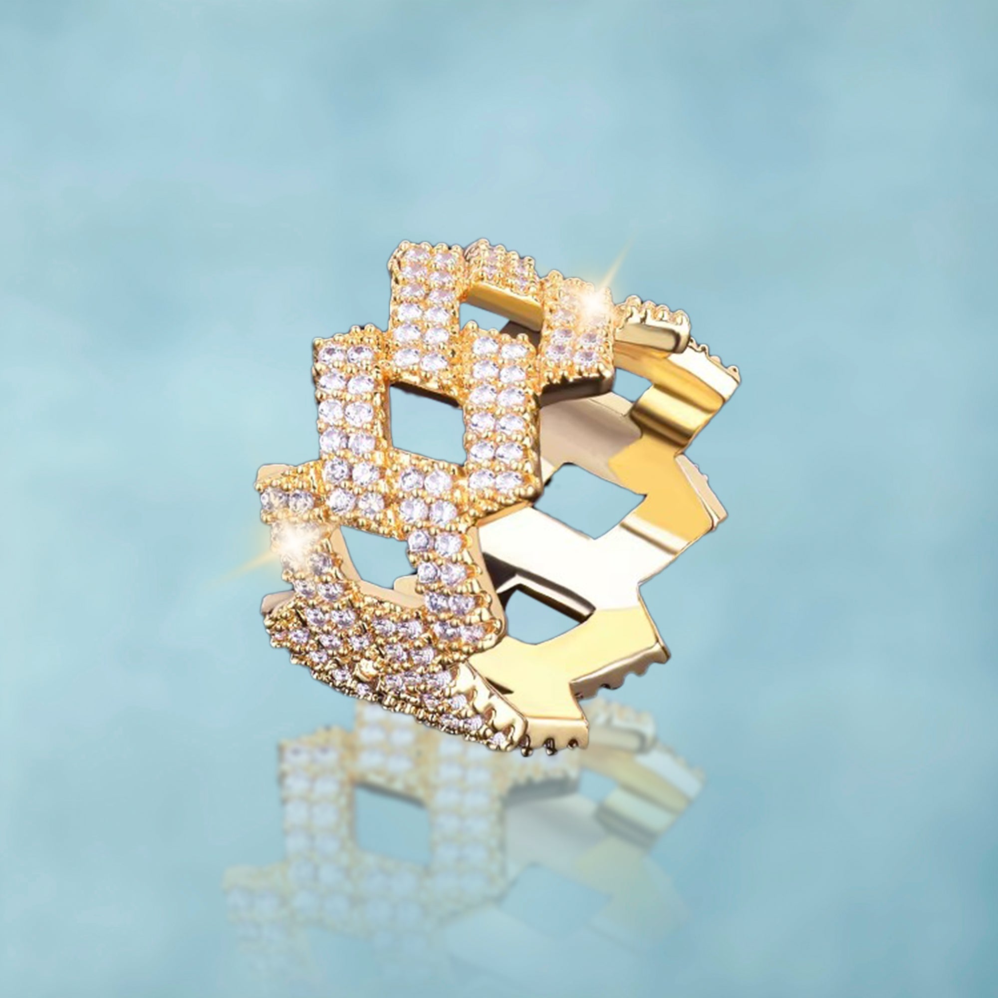 Anillo Ice Cubana Prong Oro 18K