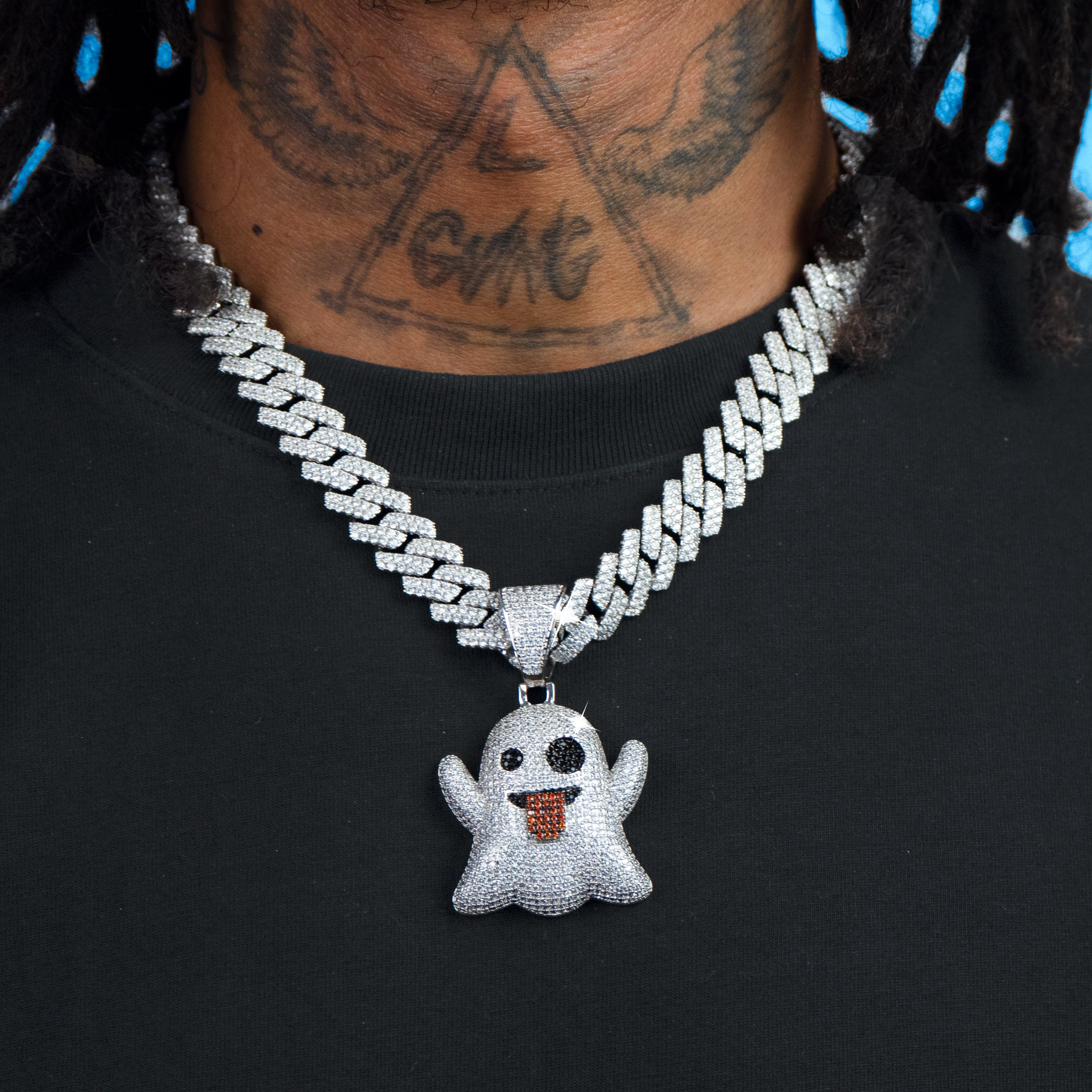 Colgante Emoji Fantasma Oro Blanco