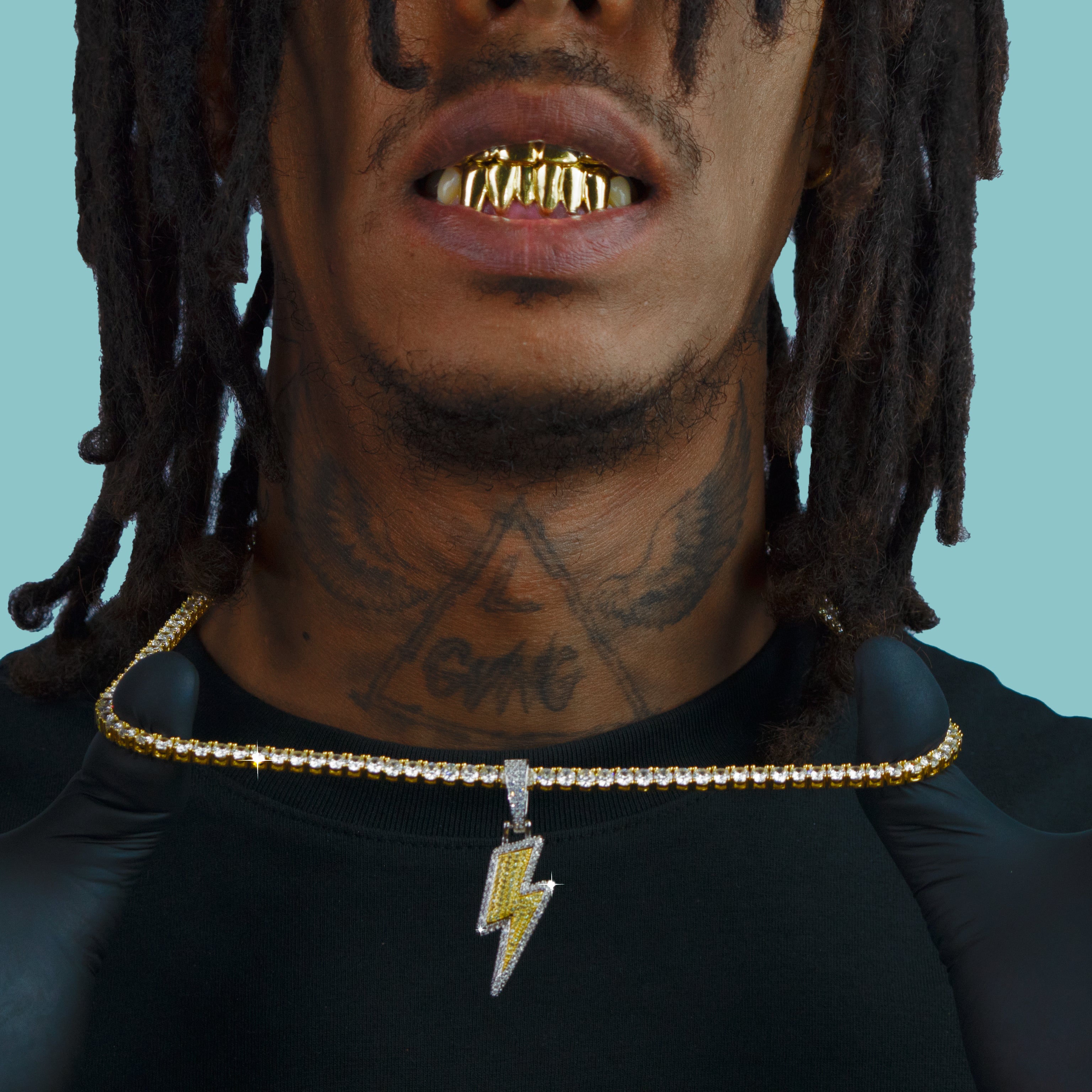 18K Gold Lightning Pendant