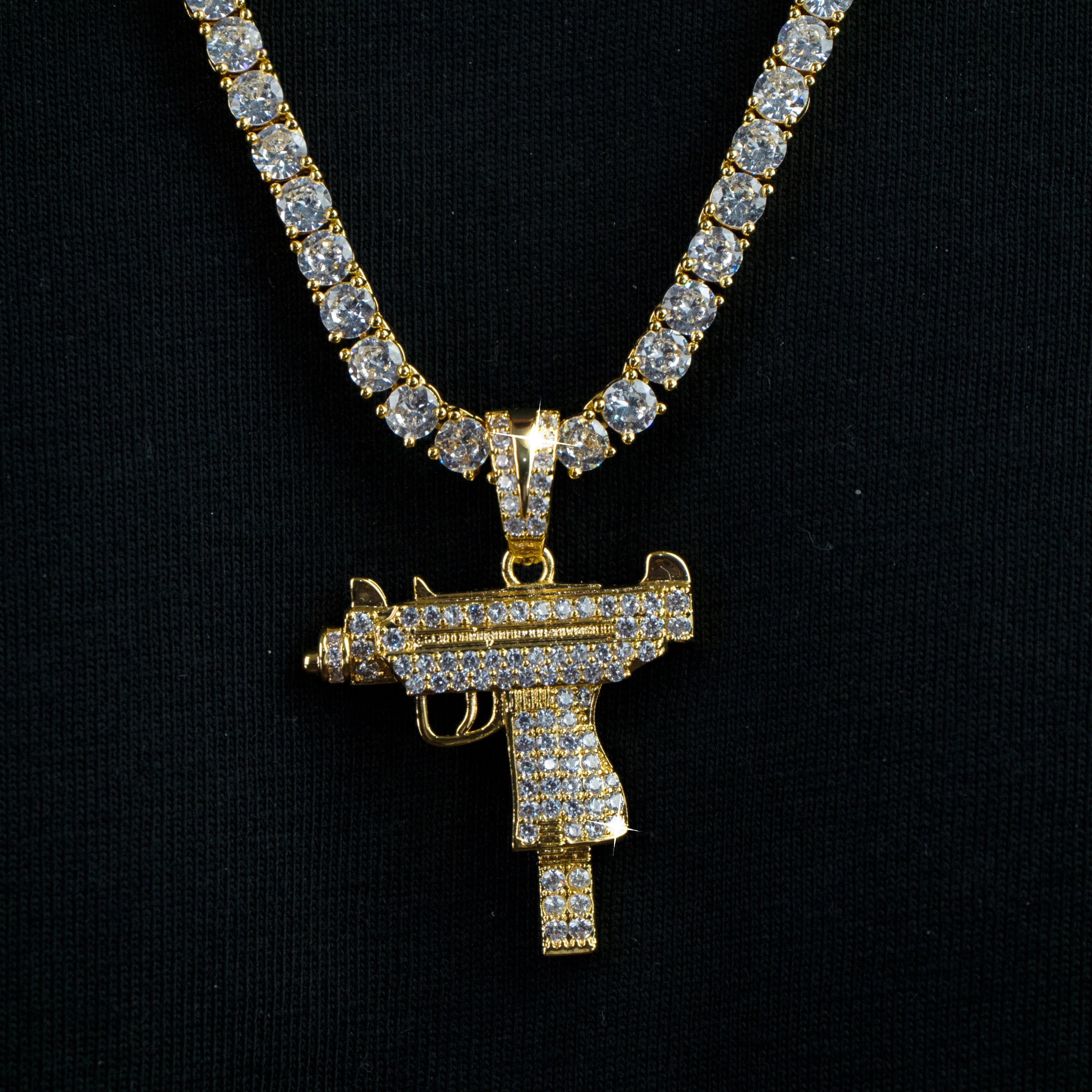 18K Gold Uzi Pendant