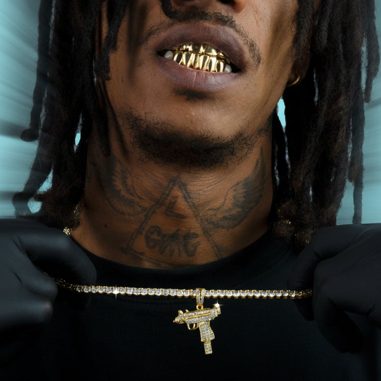 18K Gold Uzi Pendant