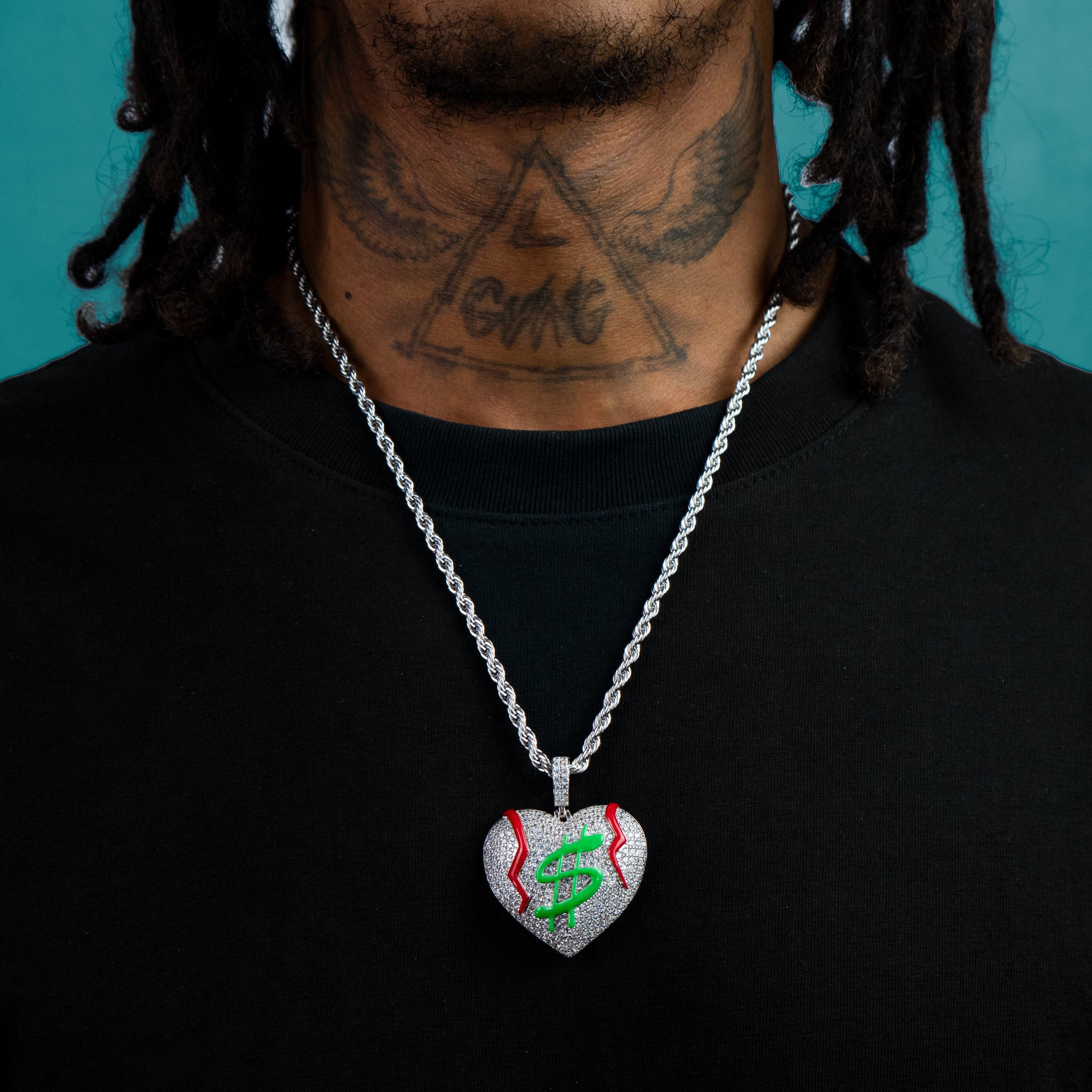 Colgante Luminoso Dollar Heart Oro Blanco