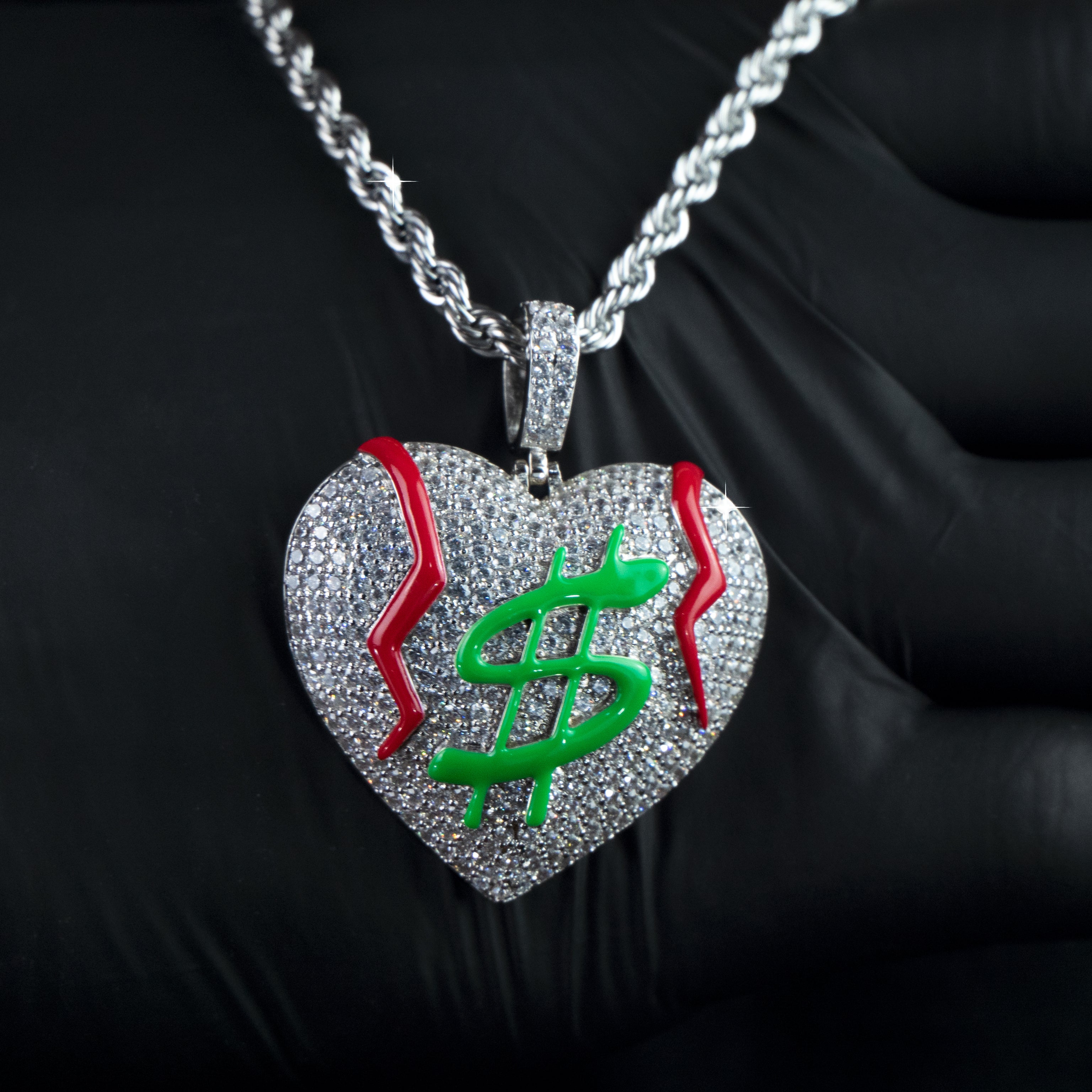 Colgante Luminoso Dollar Heart Oro Blanco