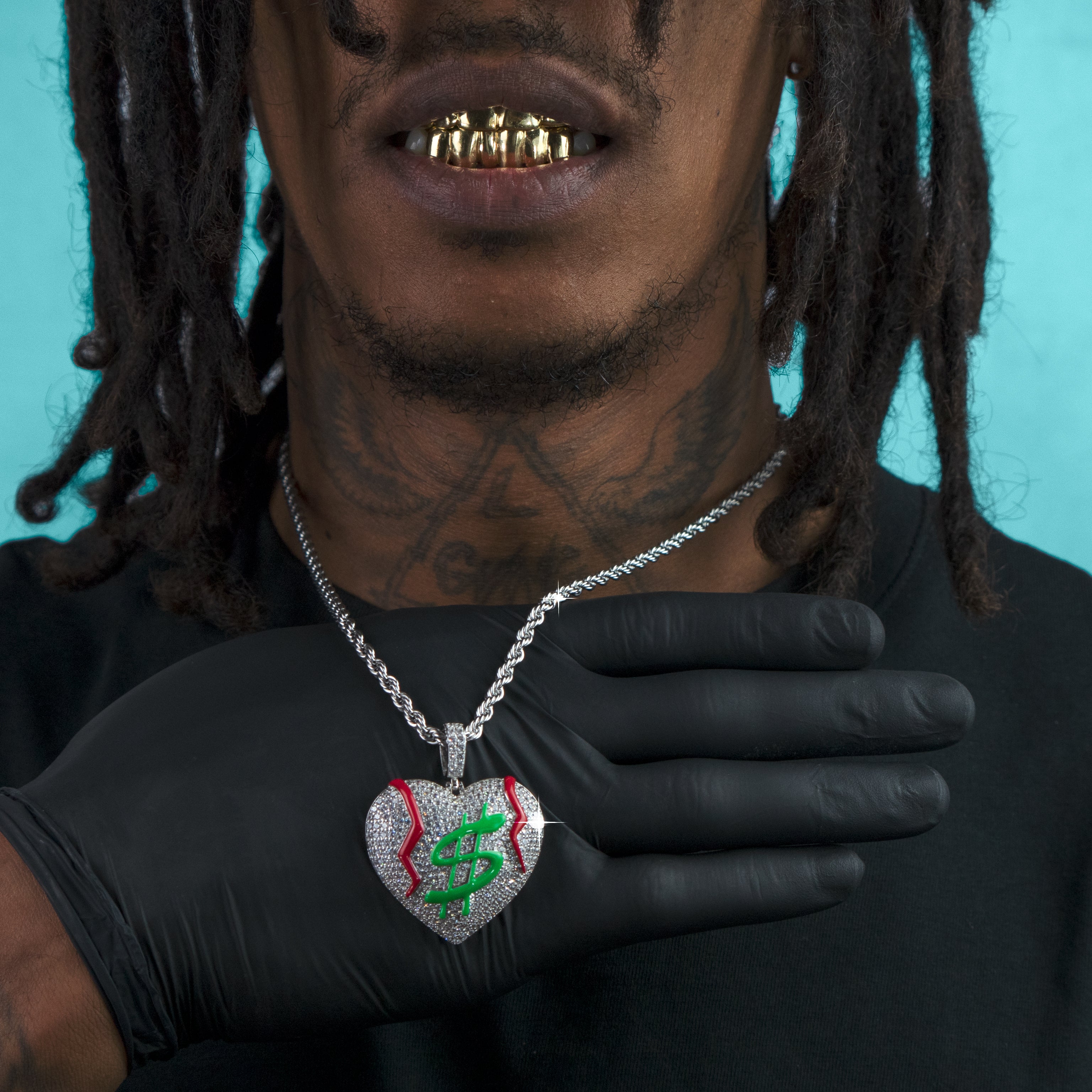 Colgante Luminoso Dollar Heart Oro Blanco