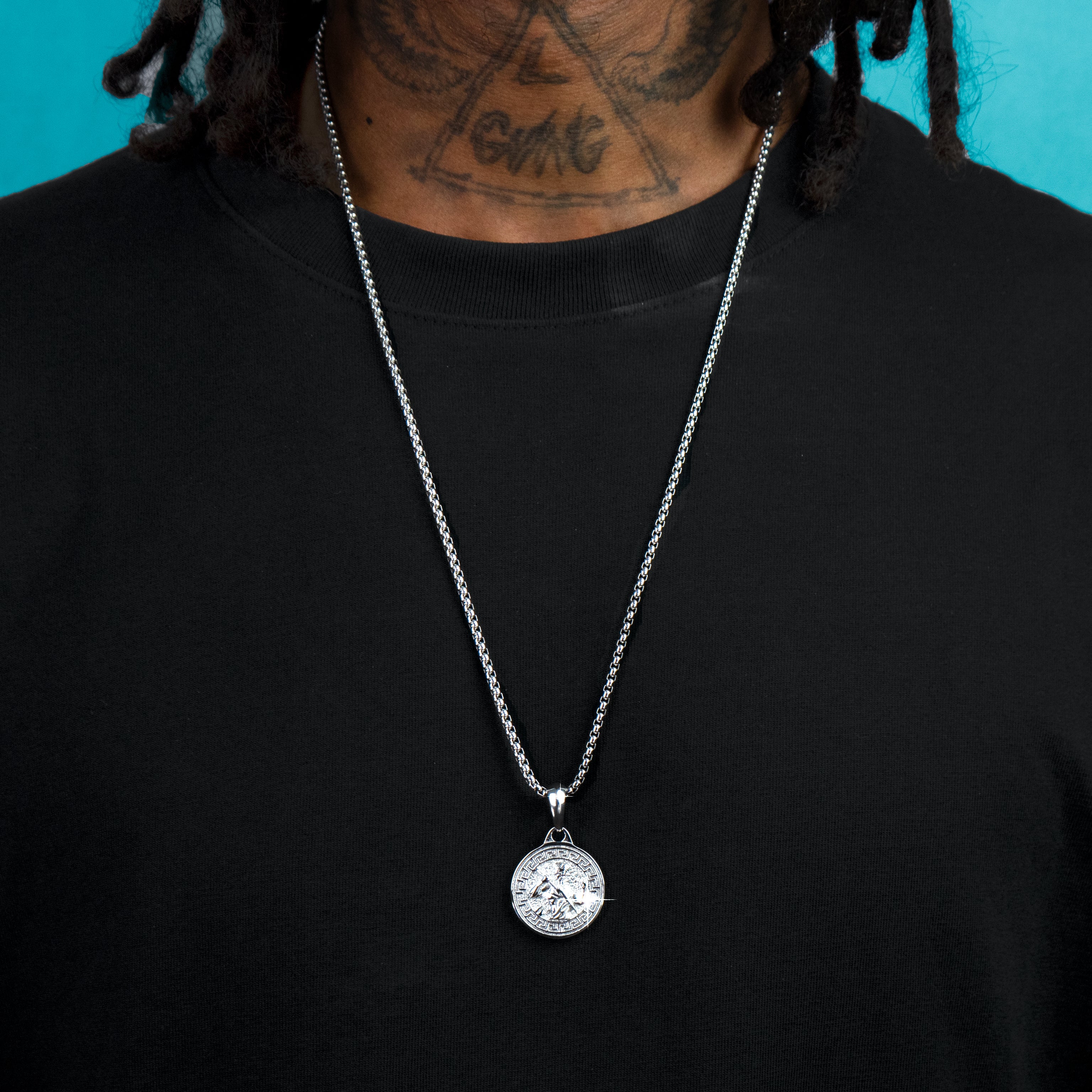 Colgante Medalla Zeus Oro Blanco