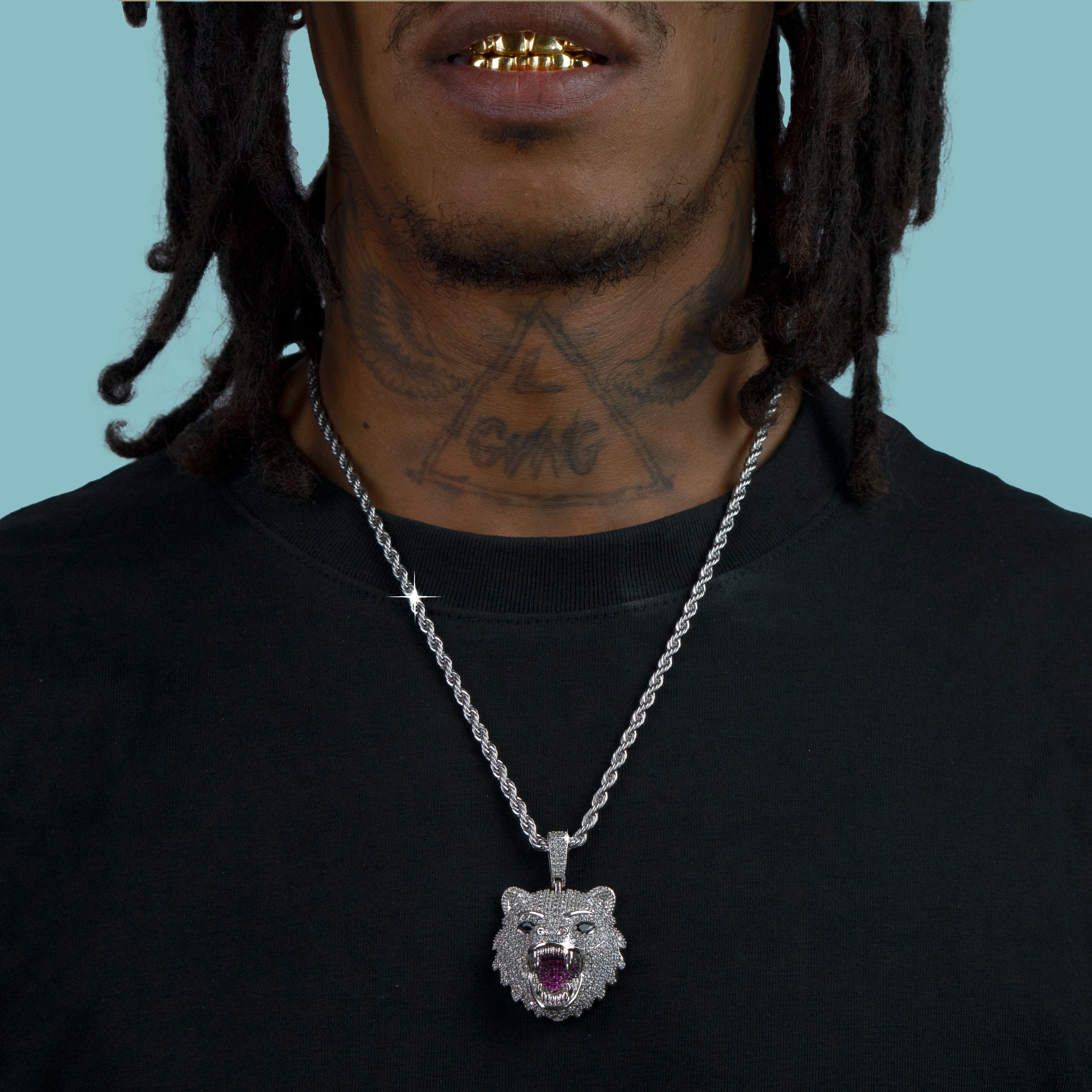 Colgante Oso Oro Blanco