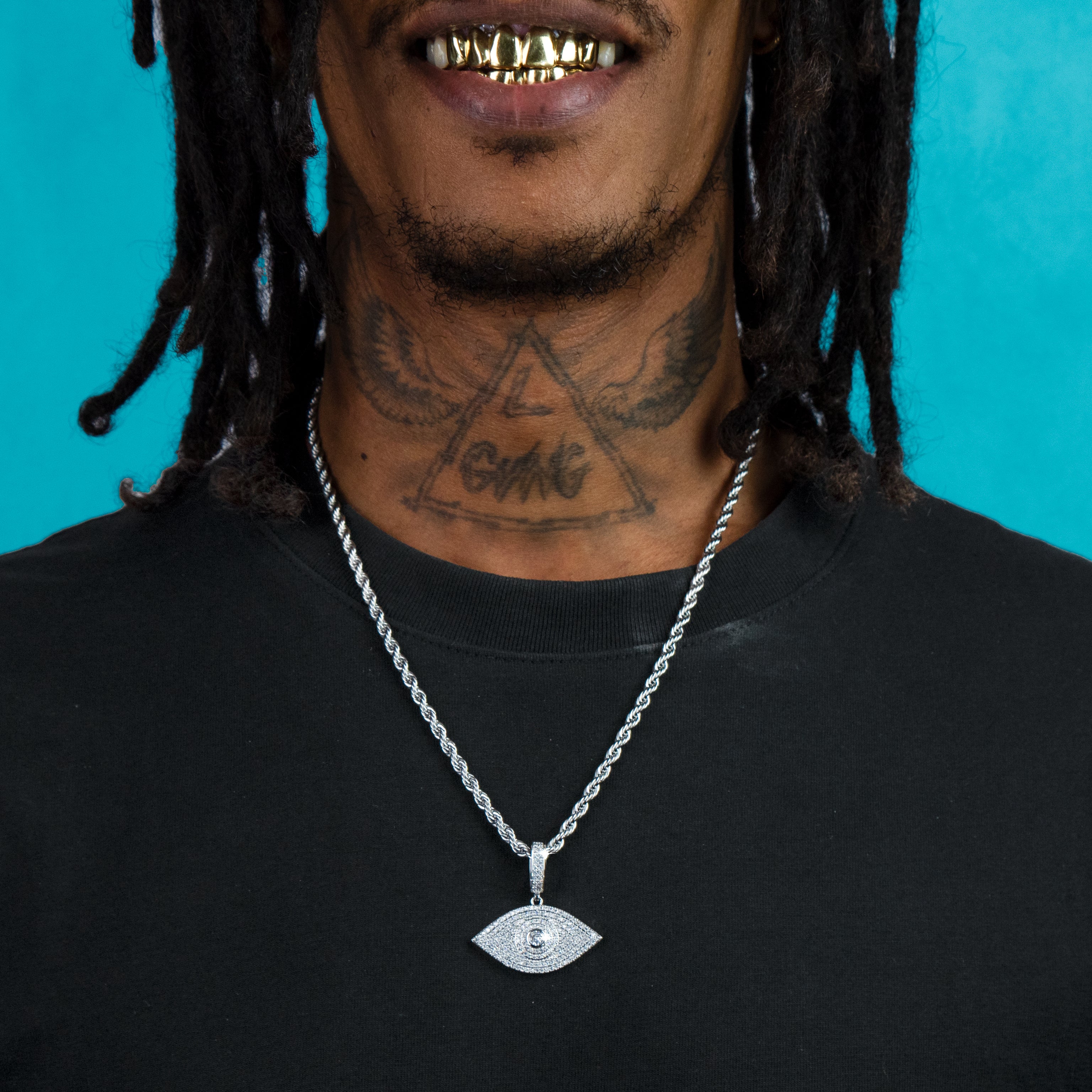 Colgante Evil Eye Oro Blanco