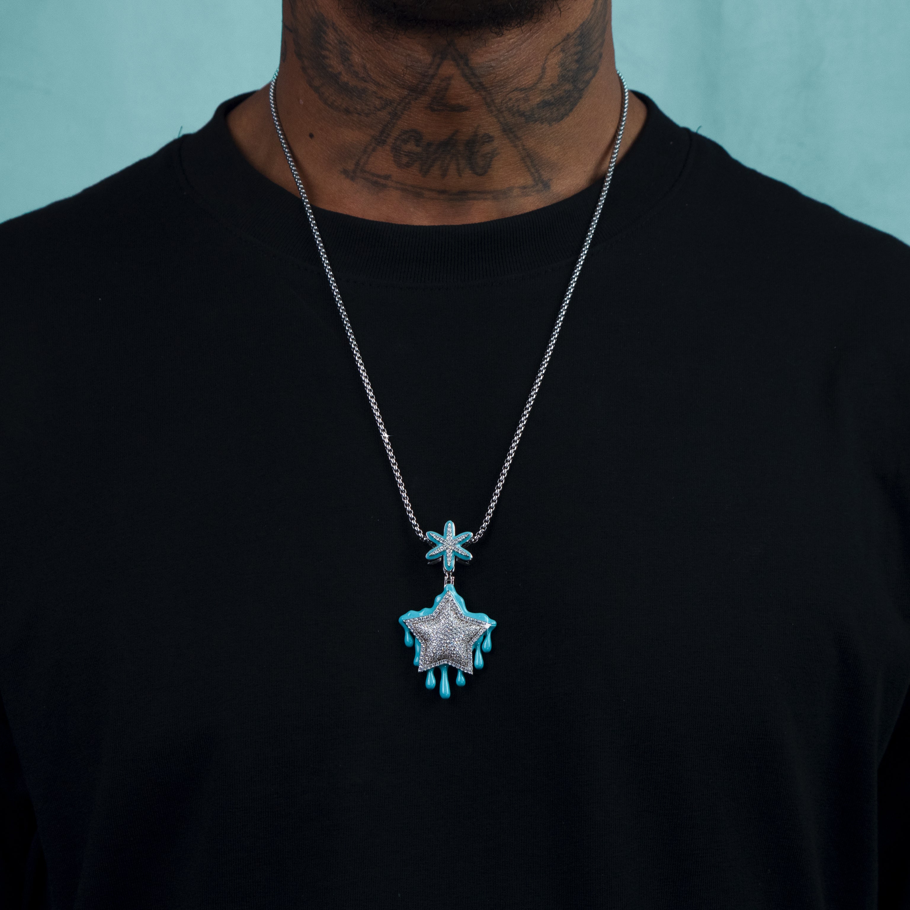 Dripping Star Luminous Pendant in White Gold