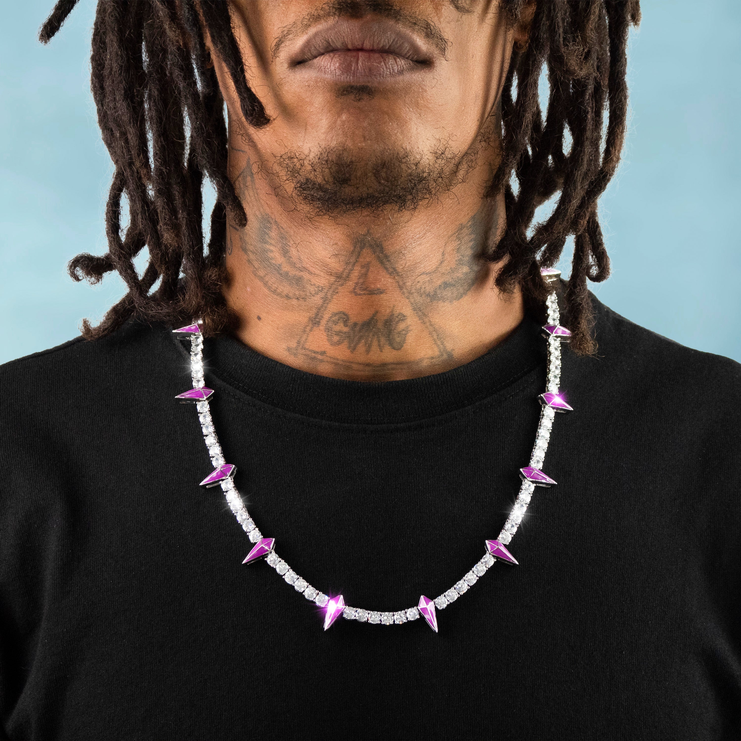 Cadena Tenis Wakanda Morada 5 Mm Oro Blanco