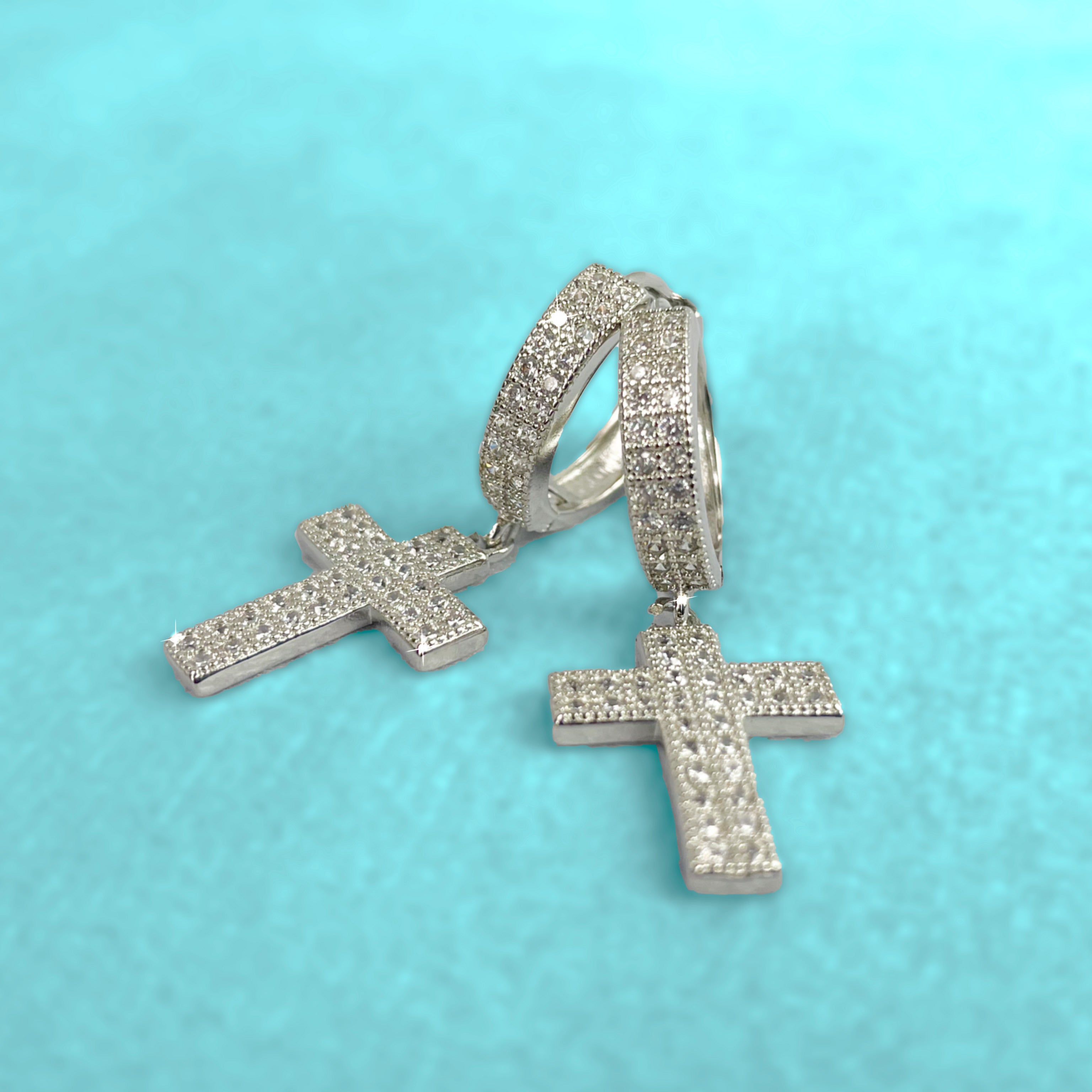 Pendientes Cruz Colgante Plata 925