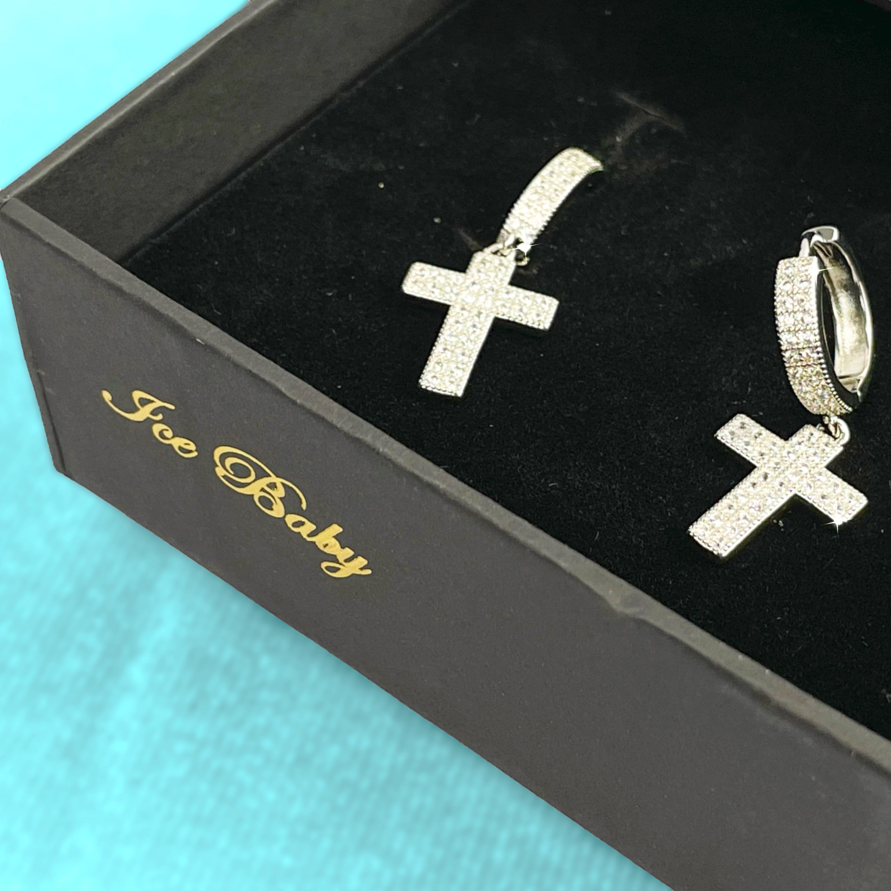 Pendientes Cruz Colgante Plata 925