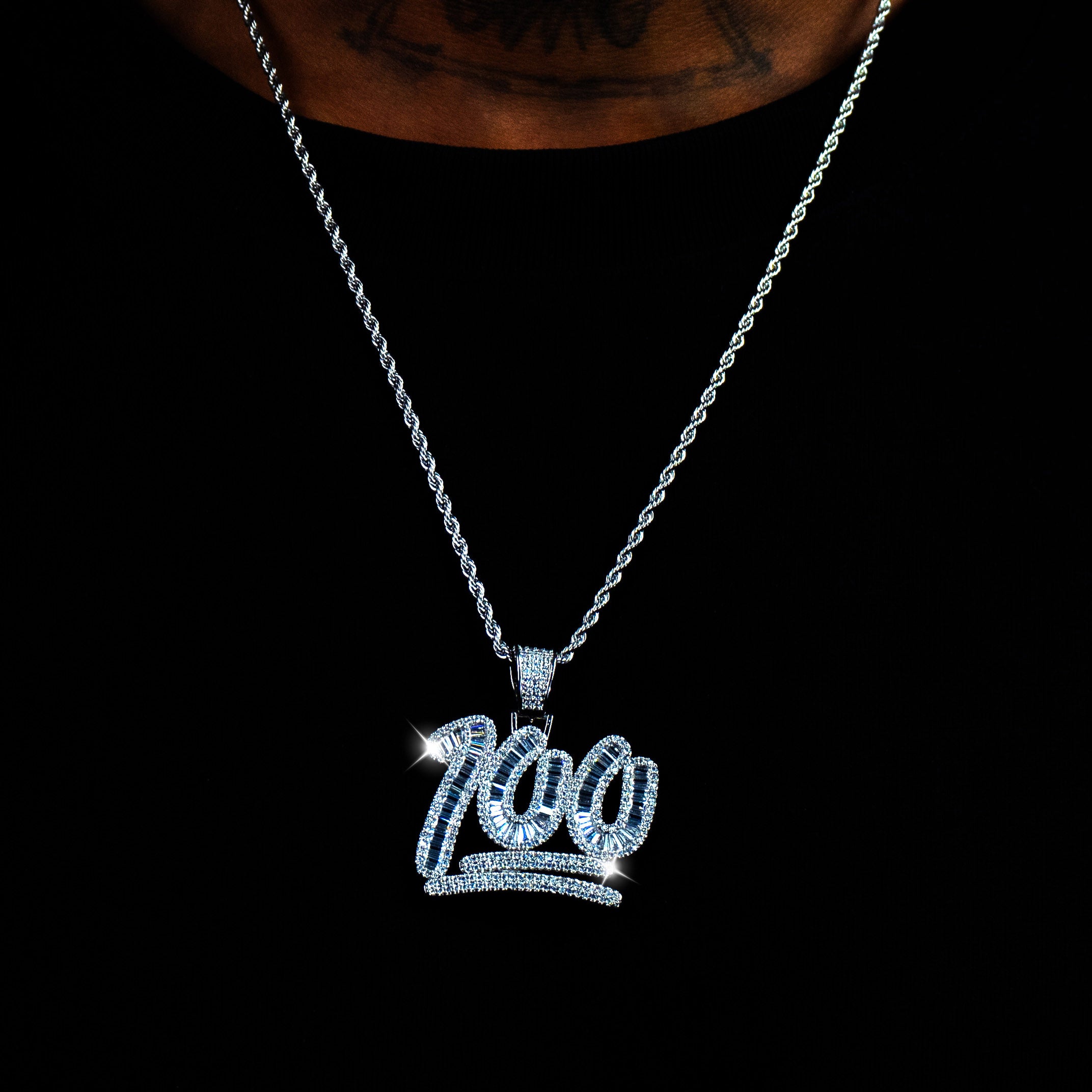 Colgante100 Baguettes Oro Blanco