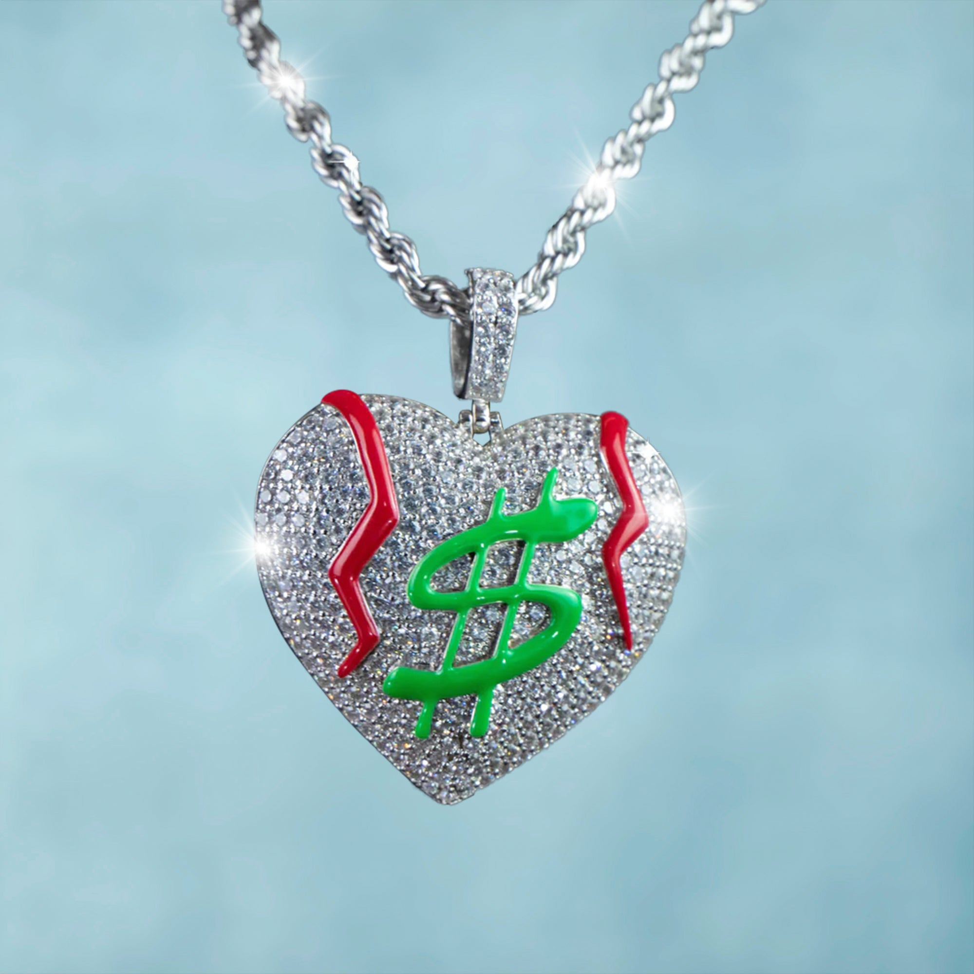 Colgante Luminoso Dollar Heart Oro Blanco