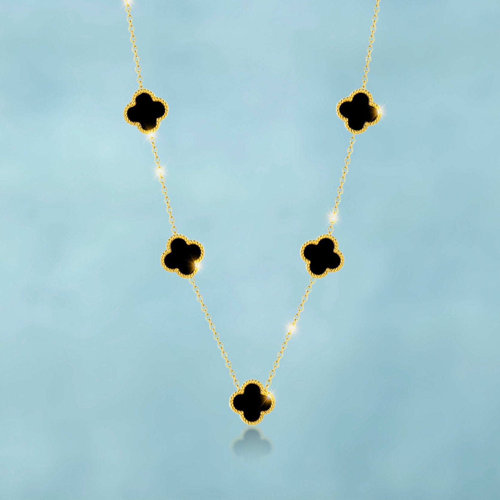 Cadena Tréboles Black Gold Oro 18K