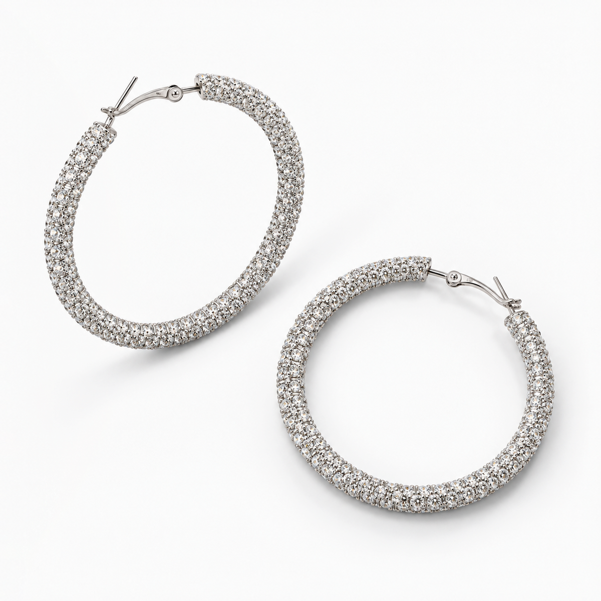 Pendientes Aros Ice Mujer VVS Moissanite + Plata 925