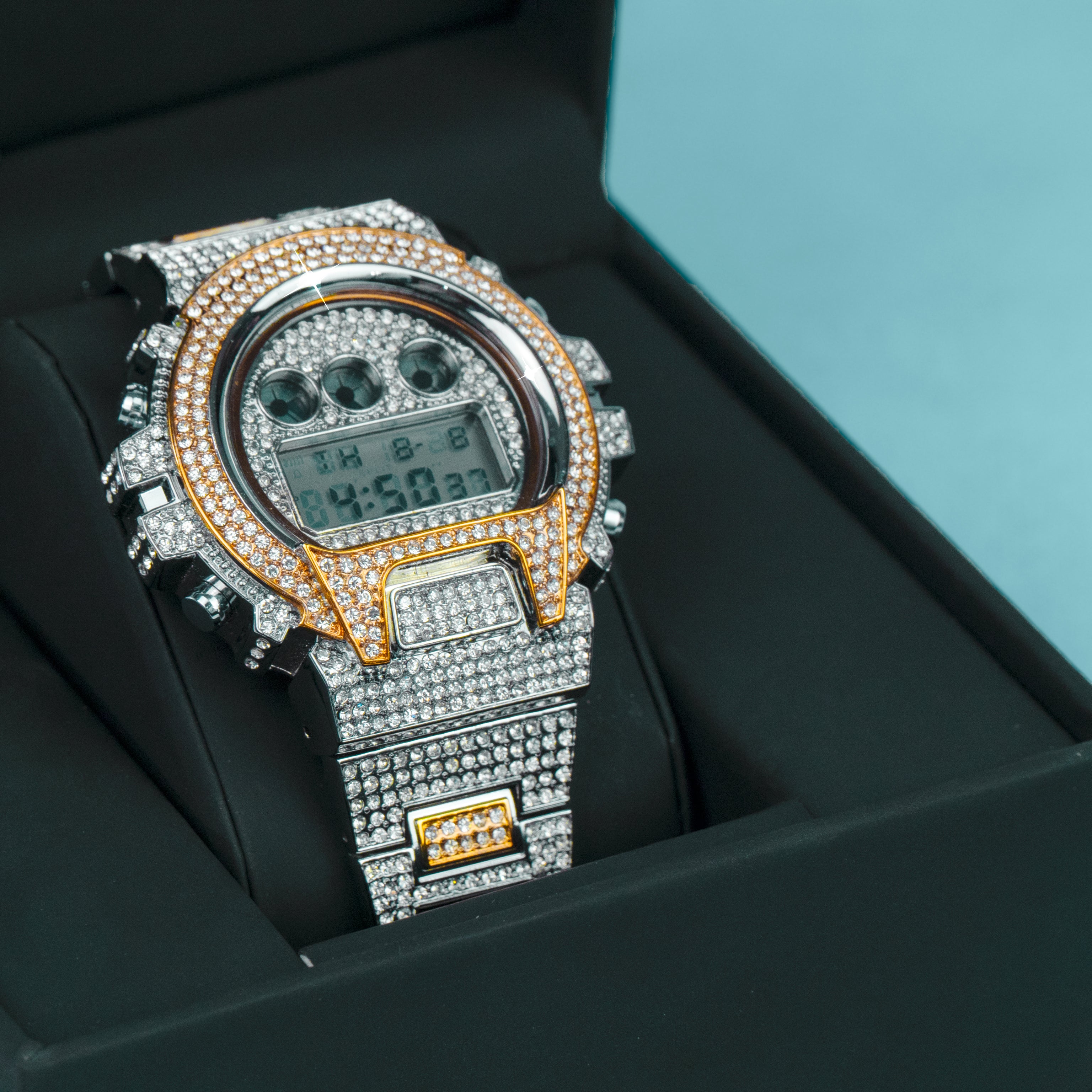 Reloj Two Tone Ice Digital Oro Blanco