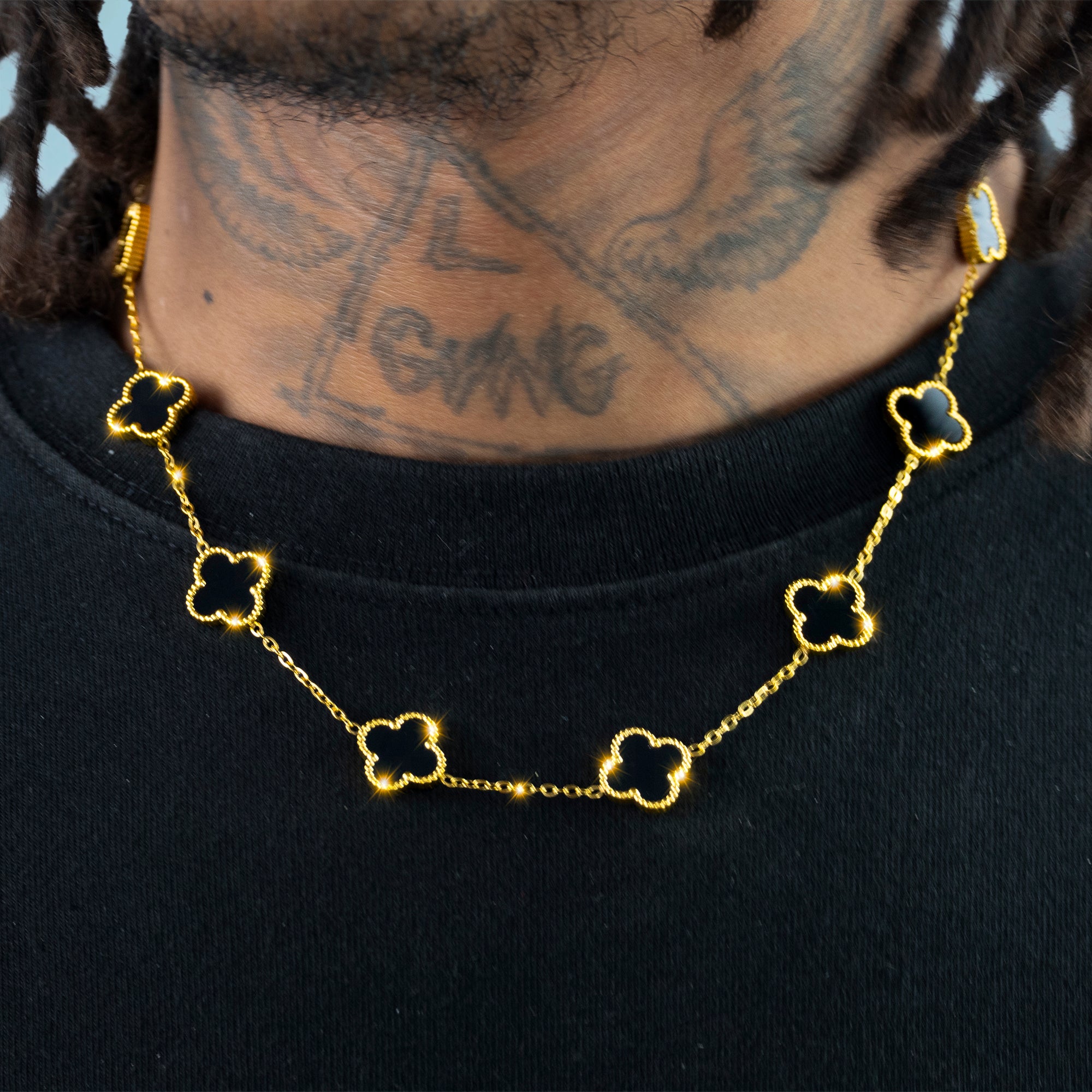 Cadena Tréboles Black Gold Oro 18K