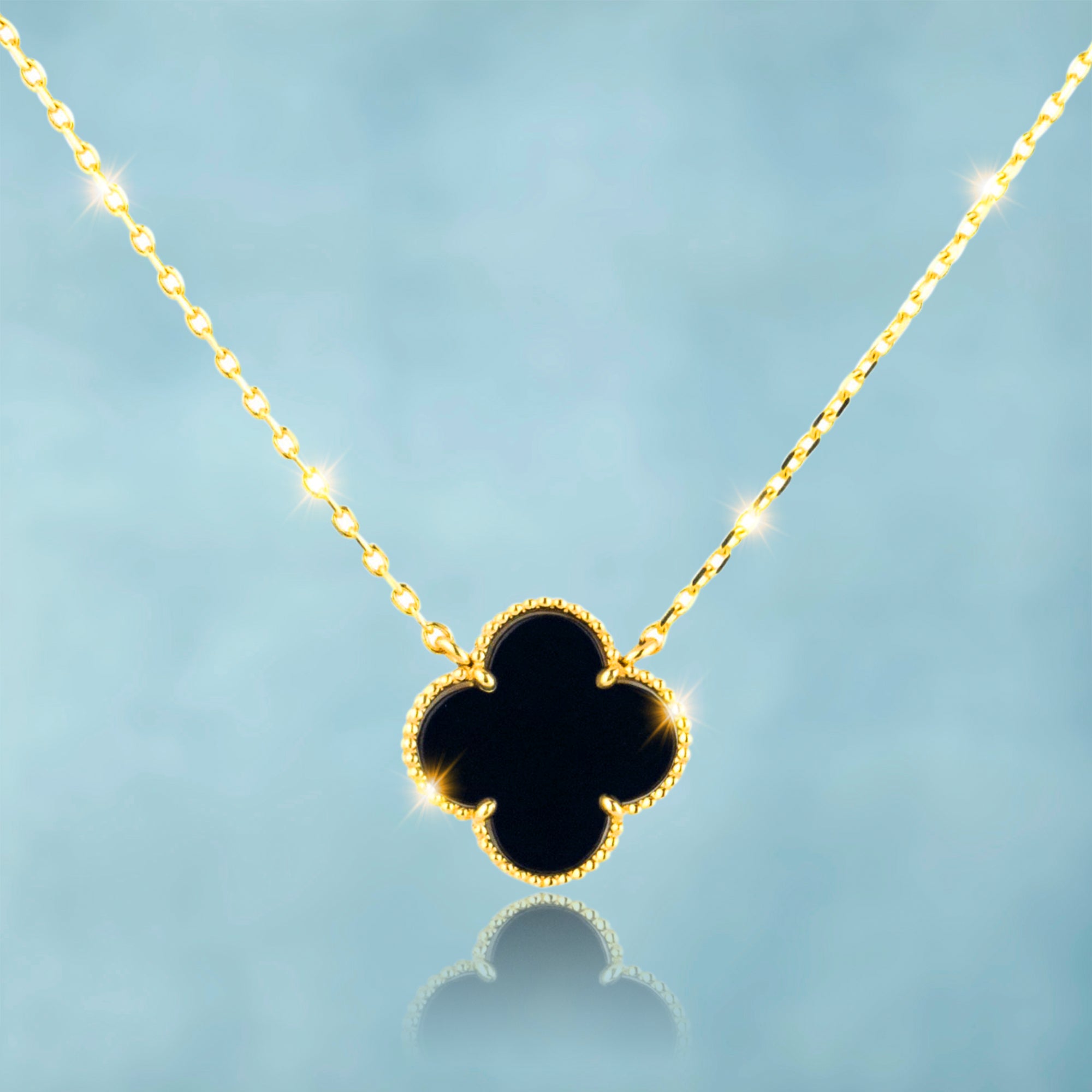 Cadena Trébol Black Gold Oro 18k