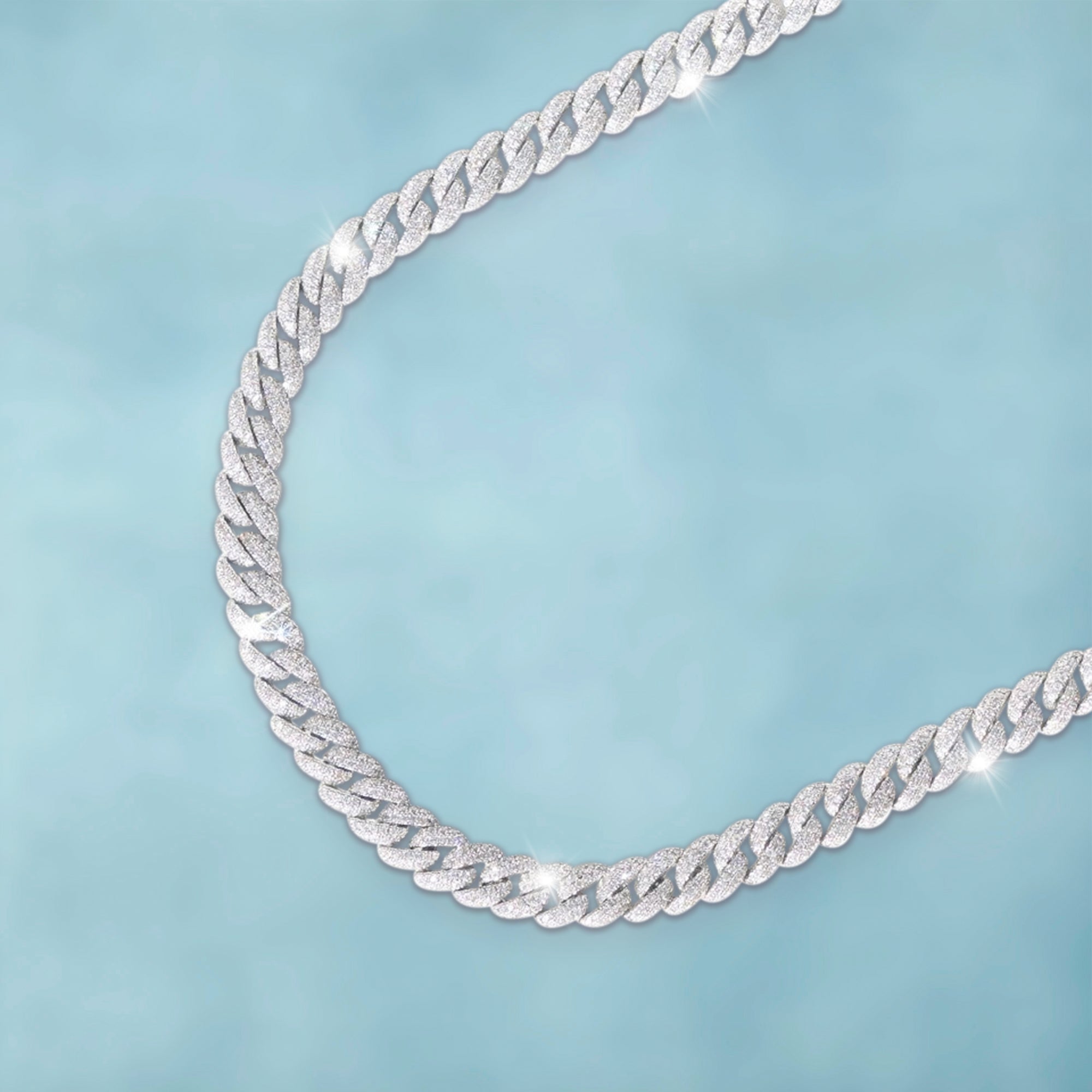Cadena Cubana Ice 10Mm Oro Blanco