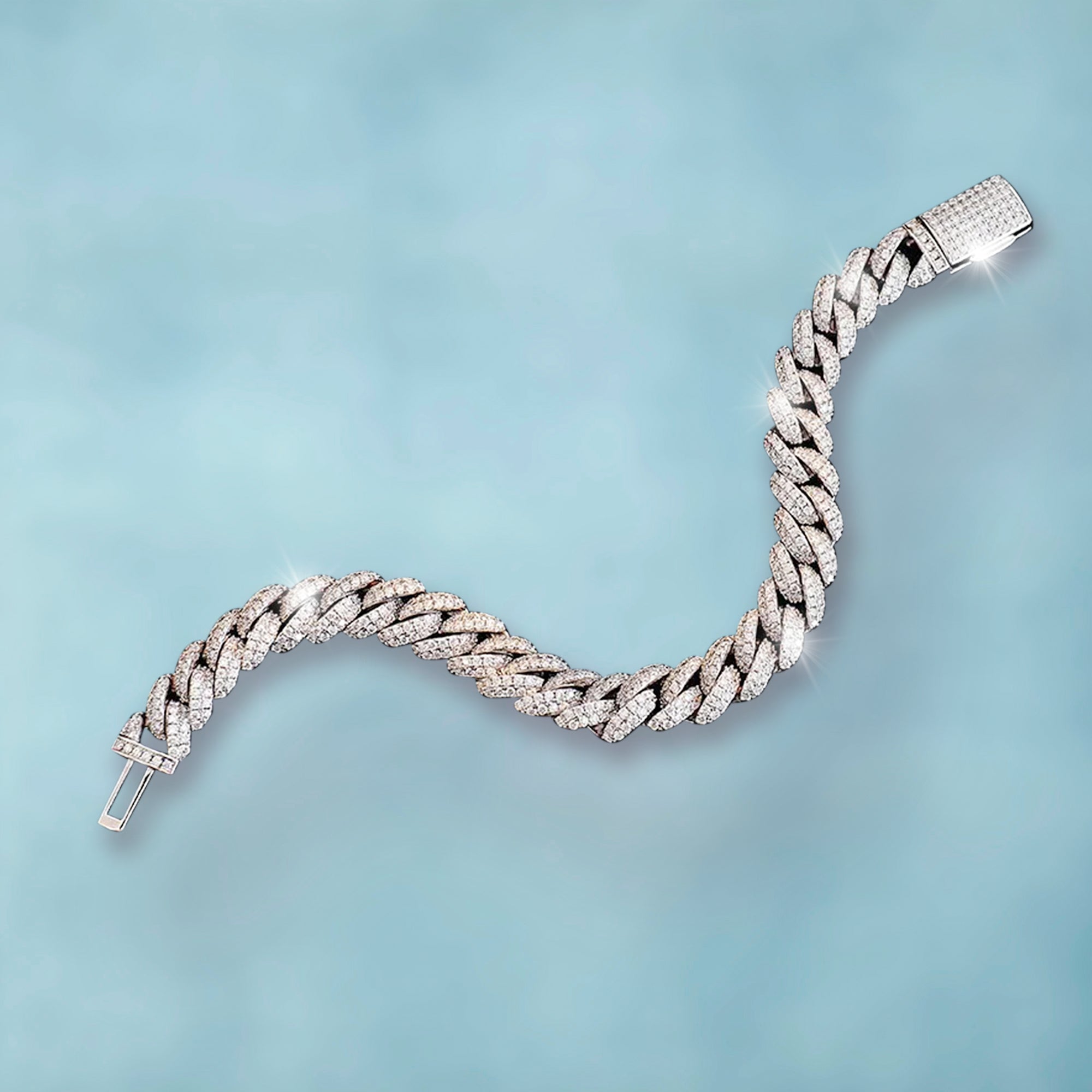 Brazalete Cubana Ice 10 Mm Oro Blanco