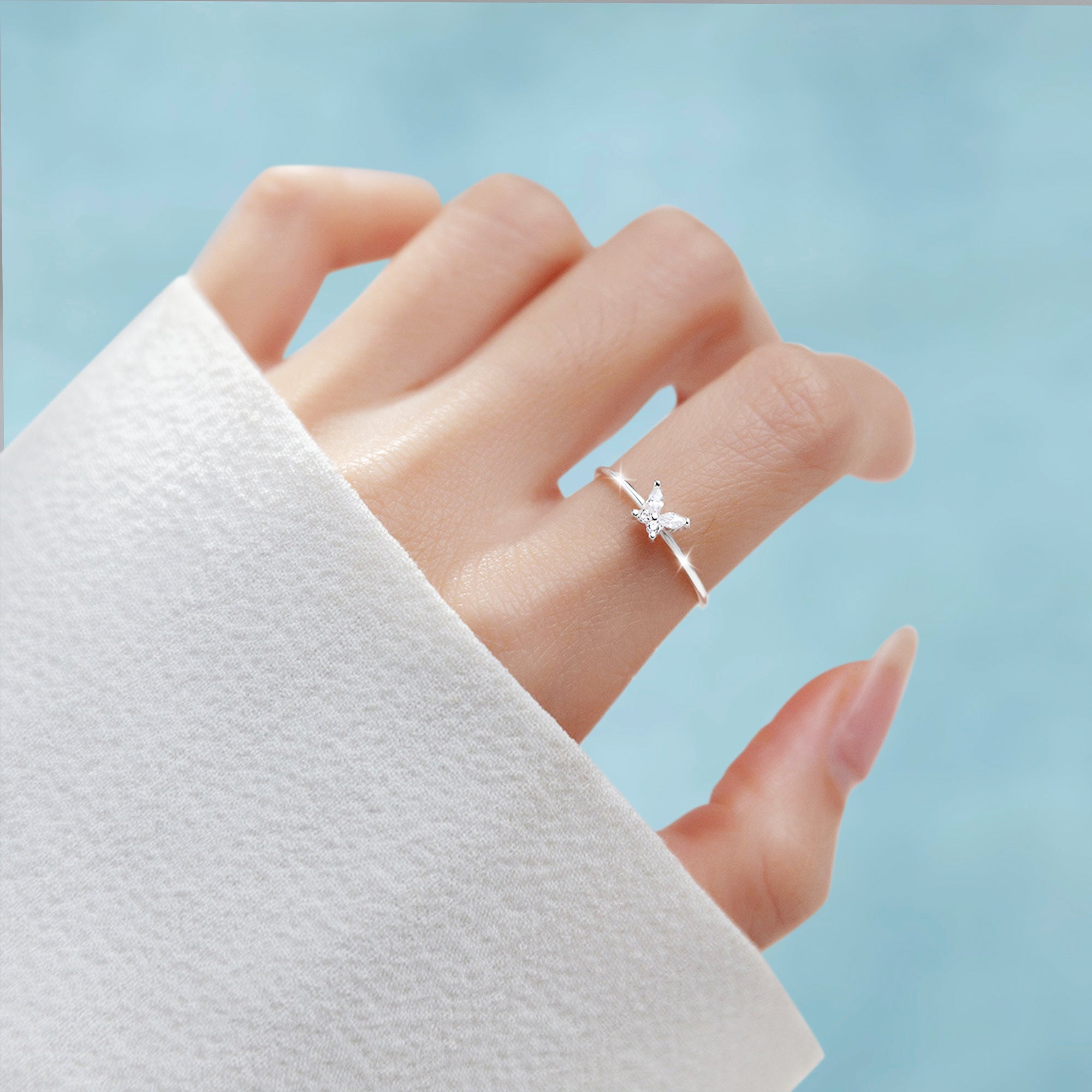 Anillo Mariposa Oro Blanco