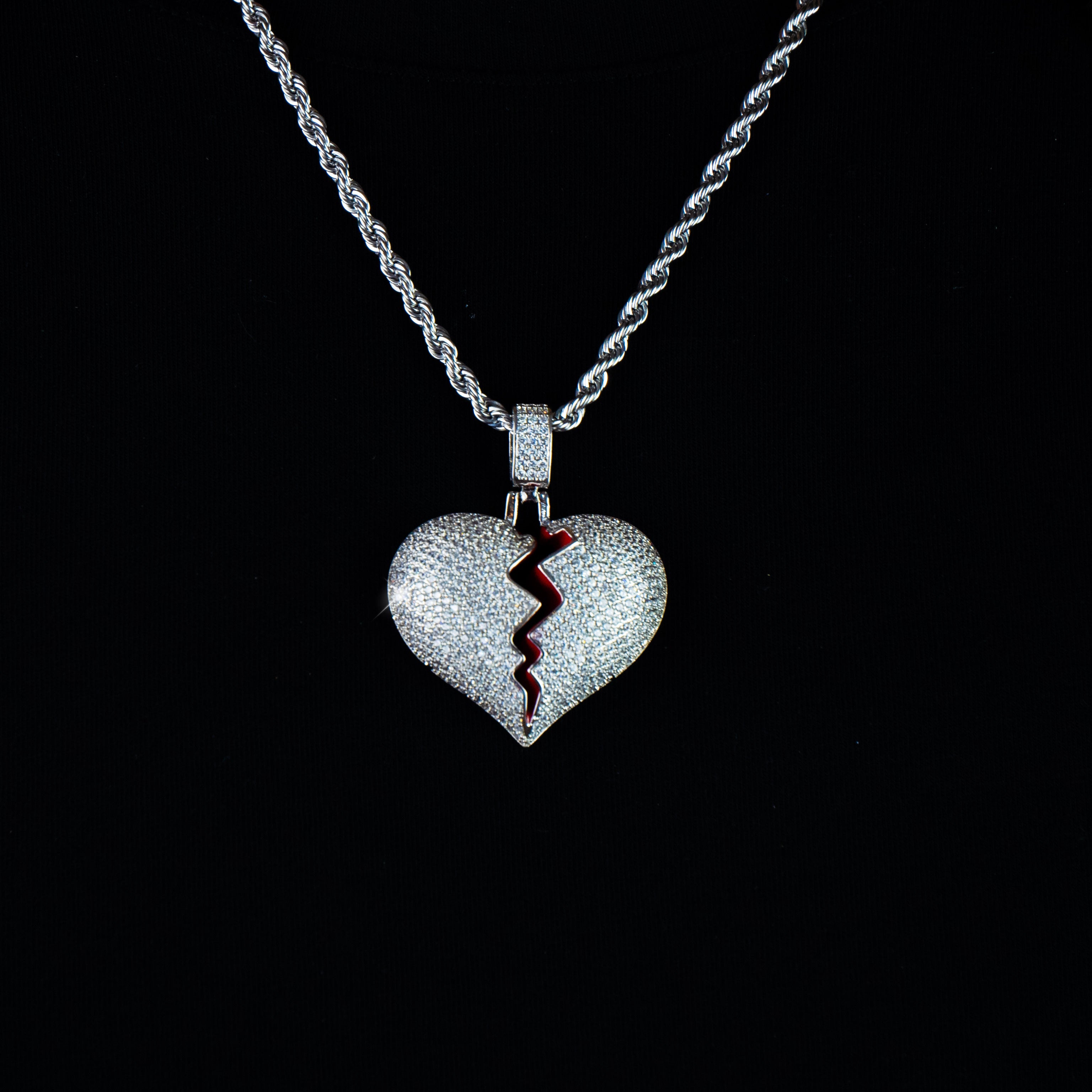 Colgante Corazón Roto Oro Blanco