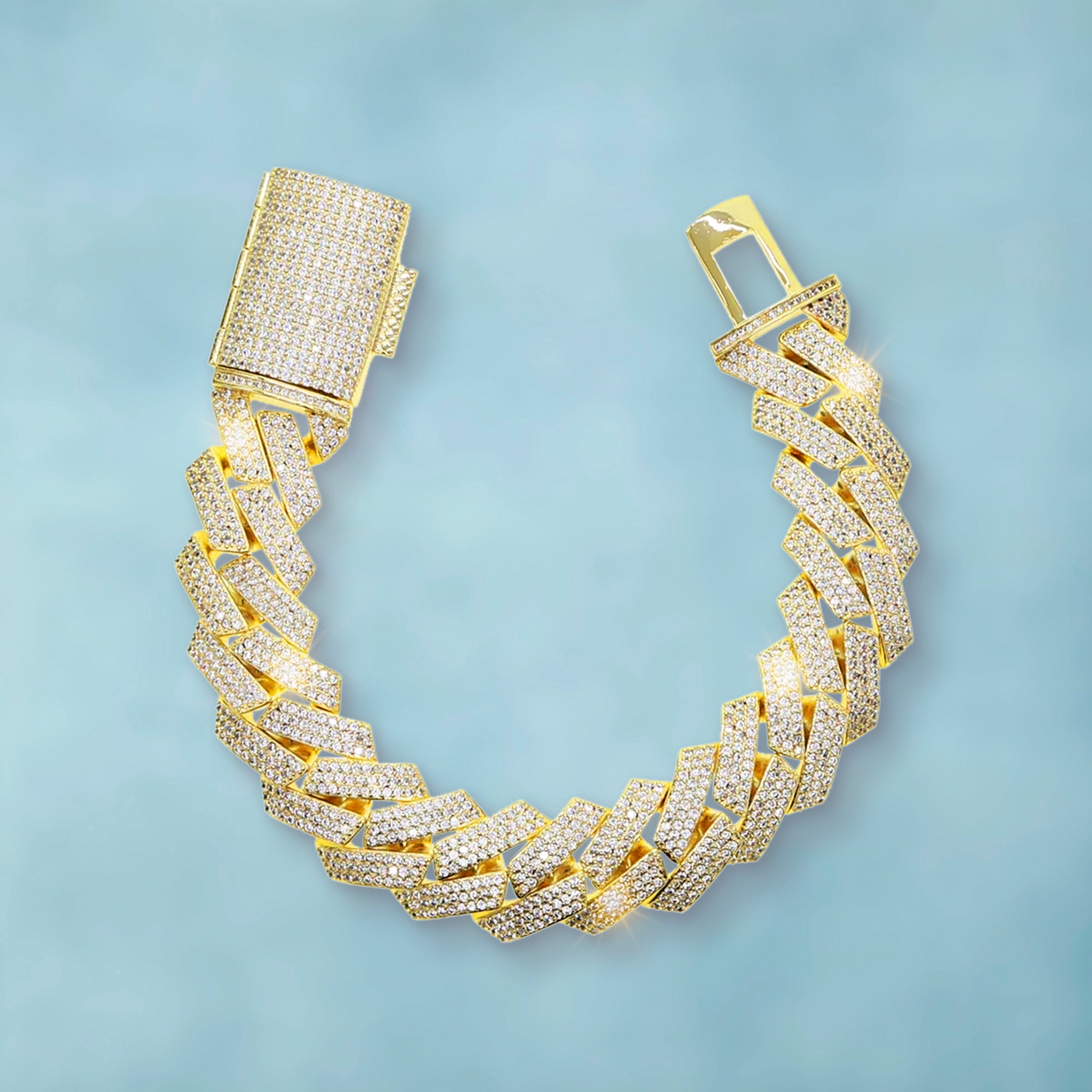 Brazalete Cubana Premium 20 Mm Oro 18K