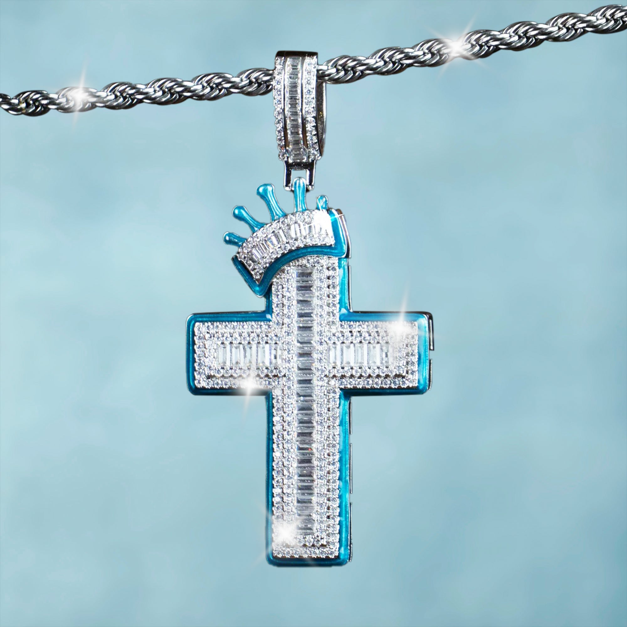 Colgante Luminoso Cruz Oro Blanco