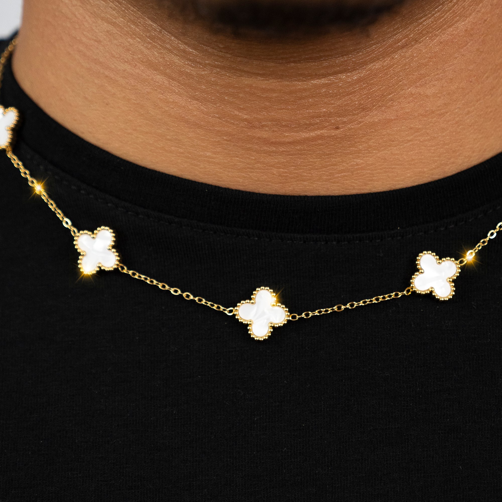 Cadena Tréboles White Gold Oro 18K