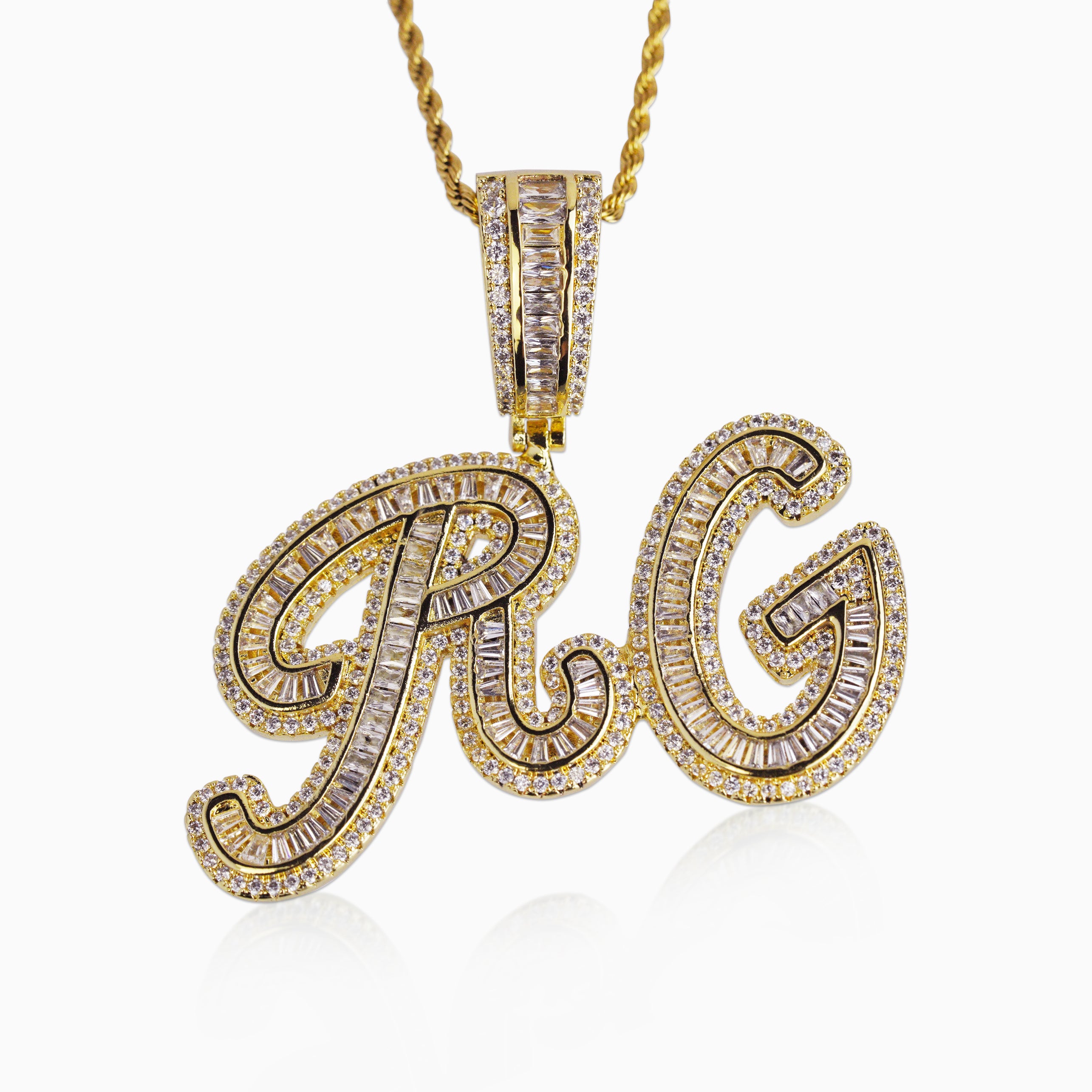 Colgante Personalizado Elegant Baguettes Oro