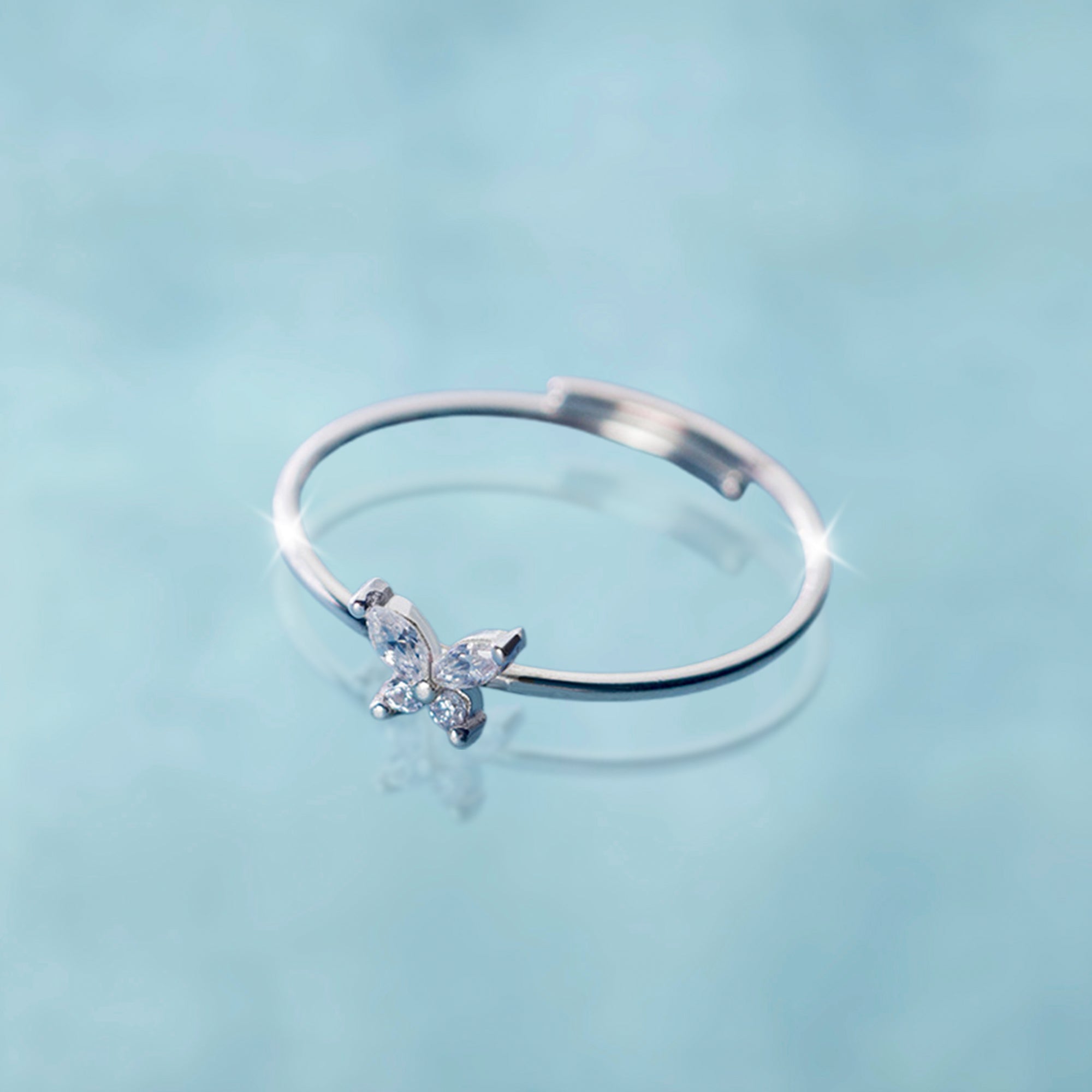 Anillo Mariposa Oro Blanco