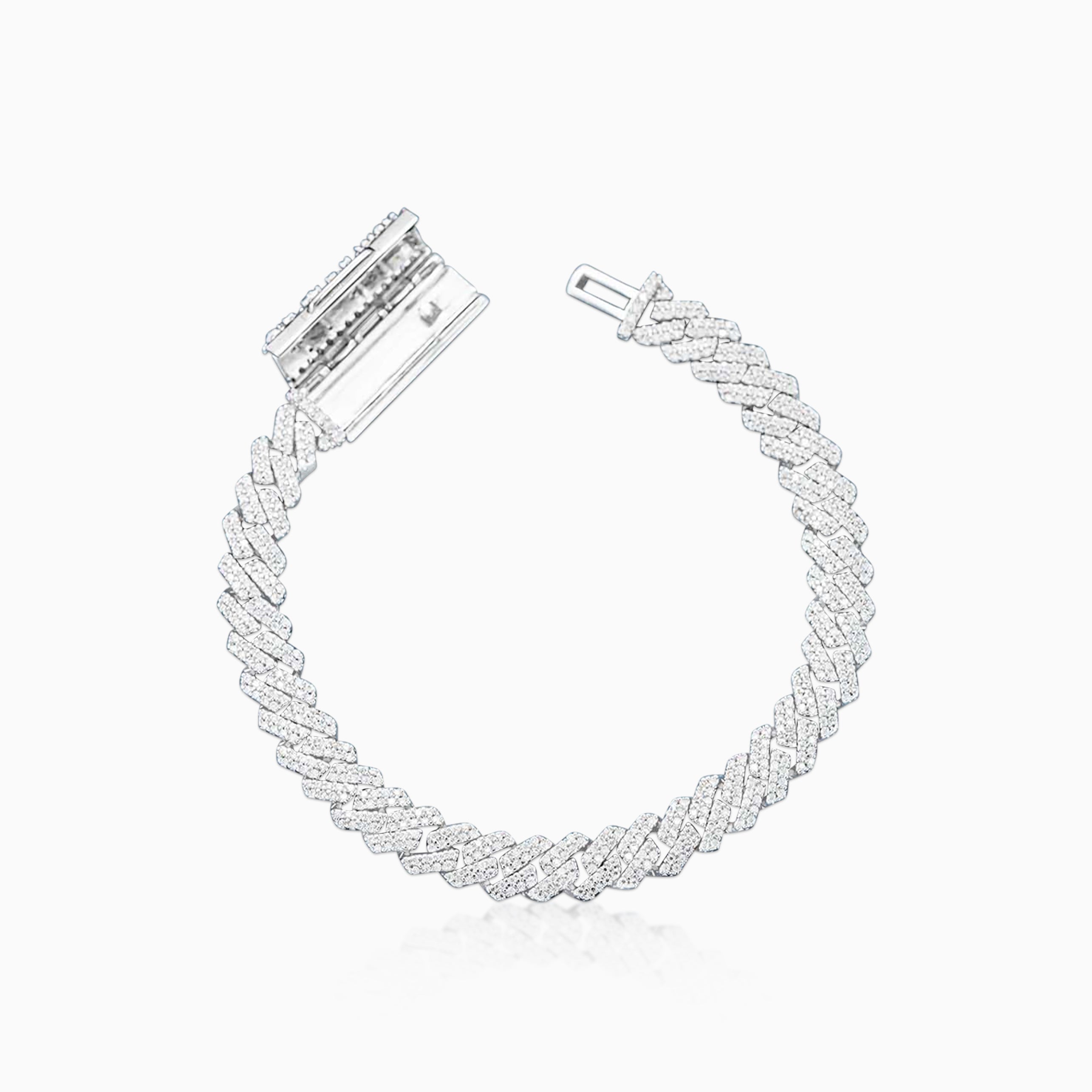 Brazalete Cubana Prong 8 Mm / 10 Mm VVS Moissanite + Plata 925