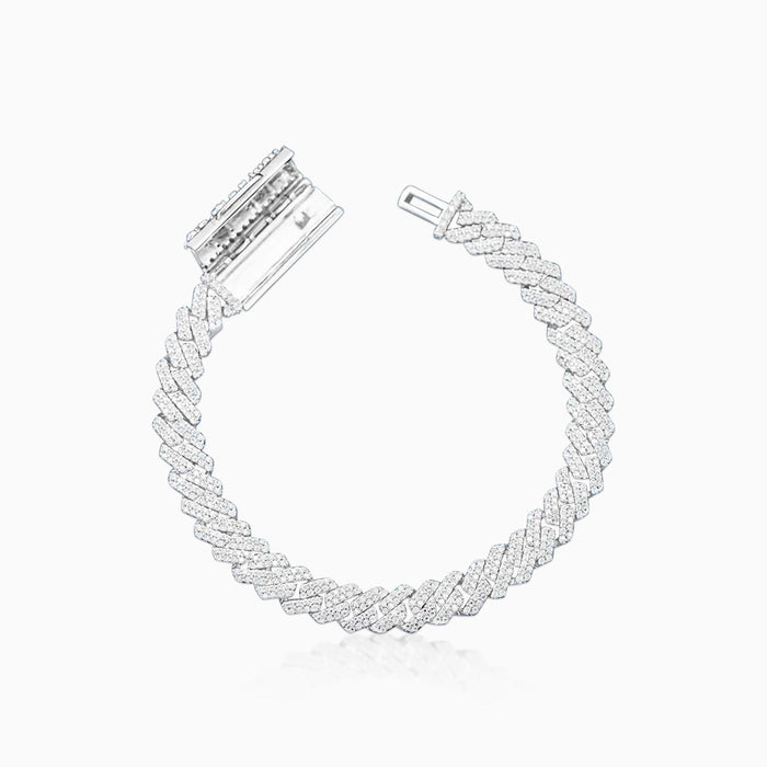 Brazalete Cubana Prong 8 Mm / 10 Mm VVS Moissanite + Plata 925