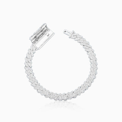 Prong Cuban Link Bracelet 8 mm / 10 mm VVS Moissanite – 925 Silver
