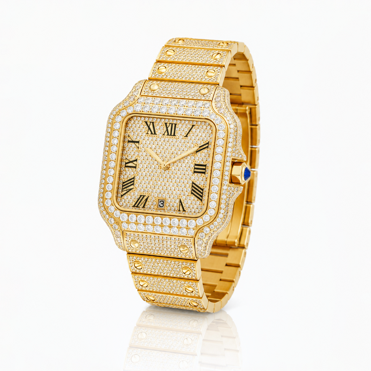 VVS Santoz Classic Watch – 18K Gold, three-quarter view